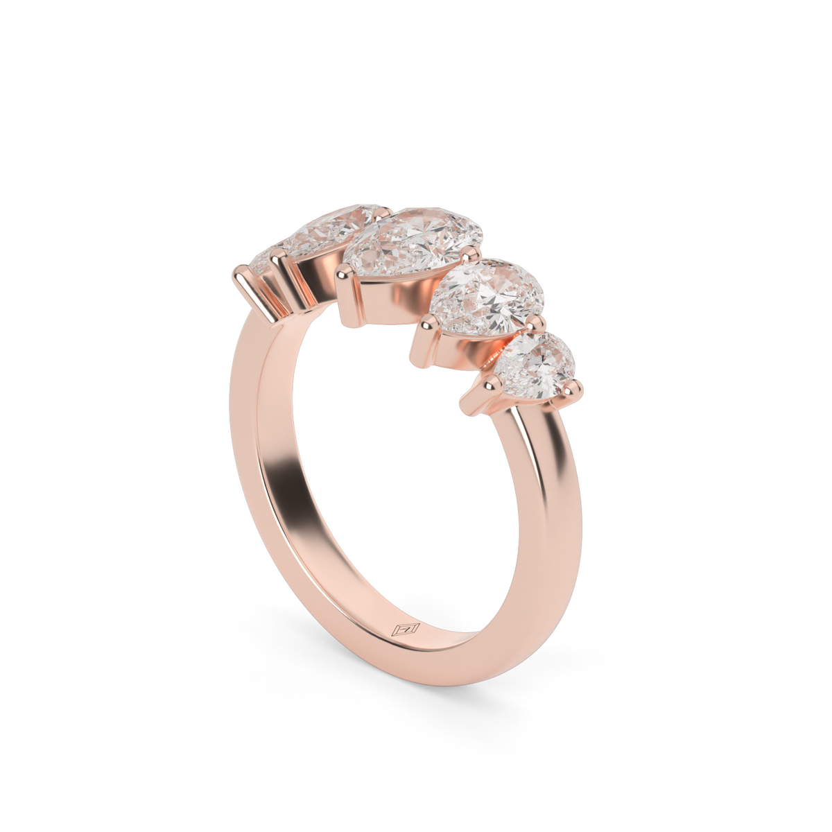 Graduated Five-Stone Pear Diamond Anniversary Ring — 14K Rose Gold / Lab Diamond (image)
