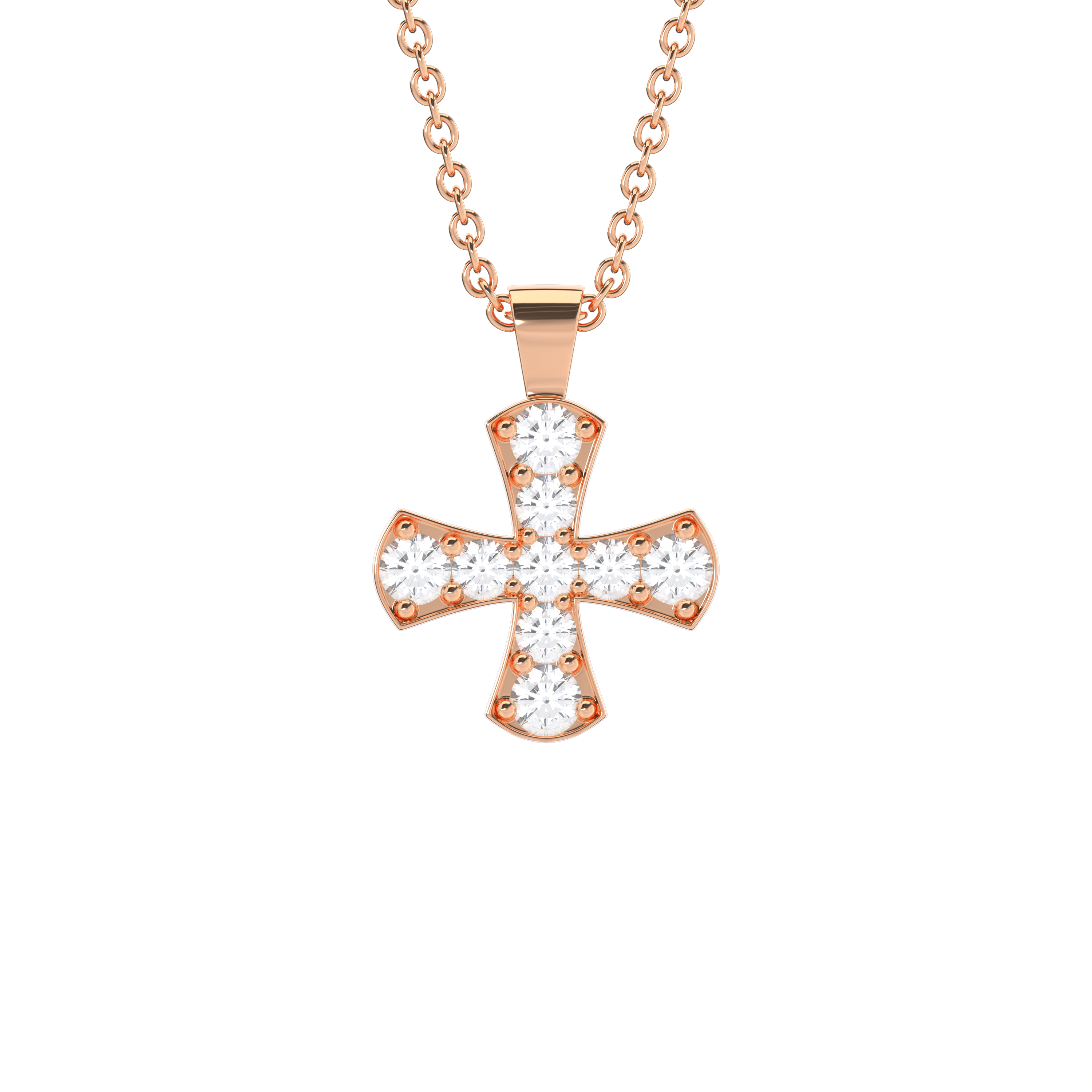 Diamond Cross Pendant With Graduated Stones – Adamand