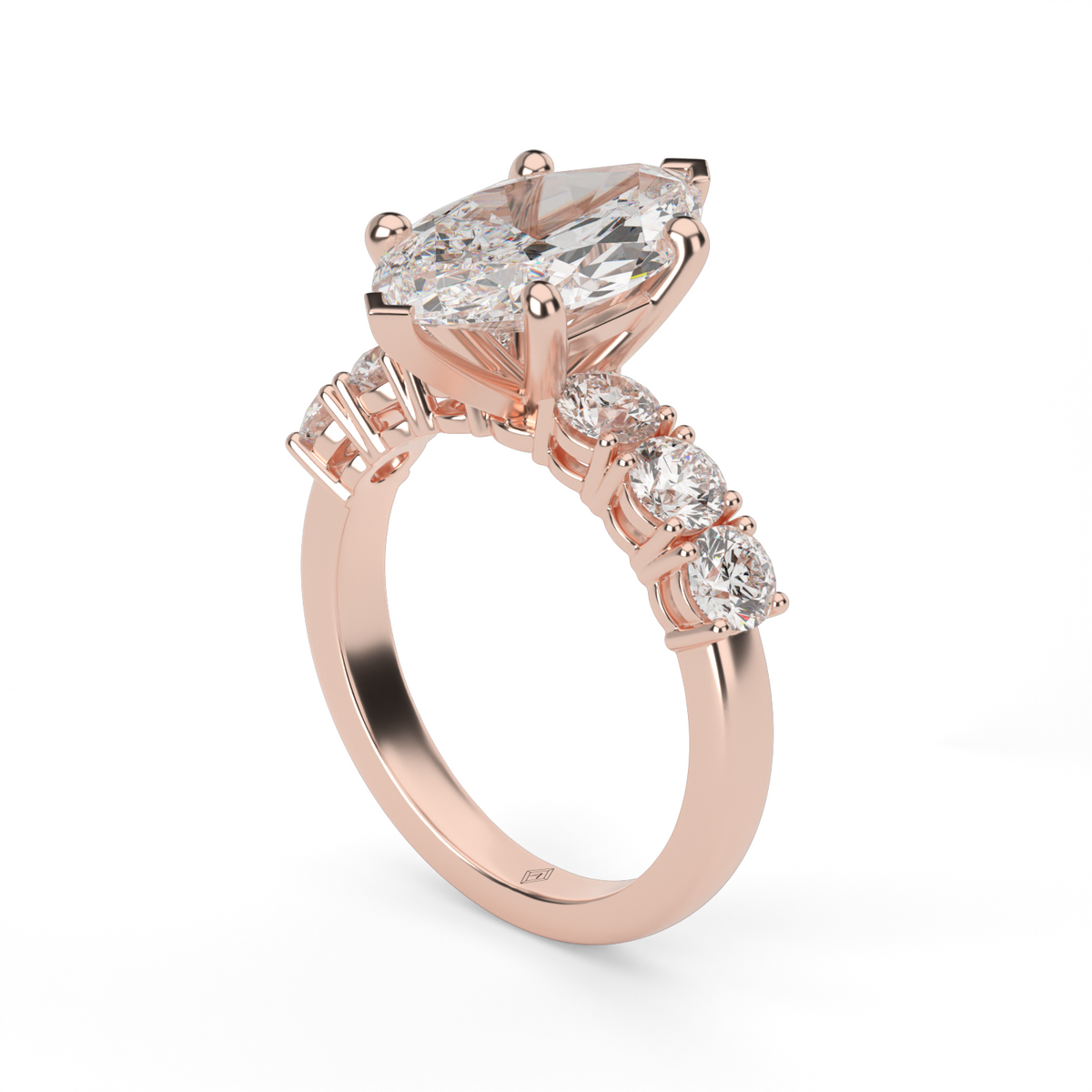 Prong Set Diamond Engagement Ring — 14K Rose Gold / Marquise / Lab Diamond (image)