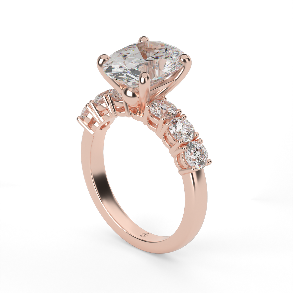 Prong Set Diamond Engagement Ring — 14K Rose Gold / Oval / Lab Diamond (image)