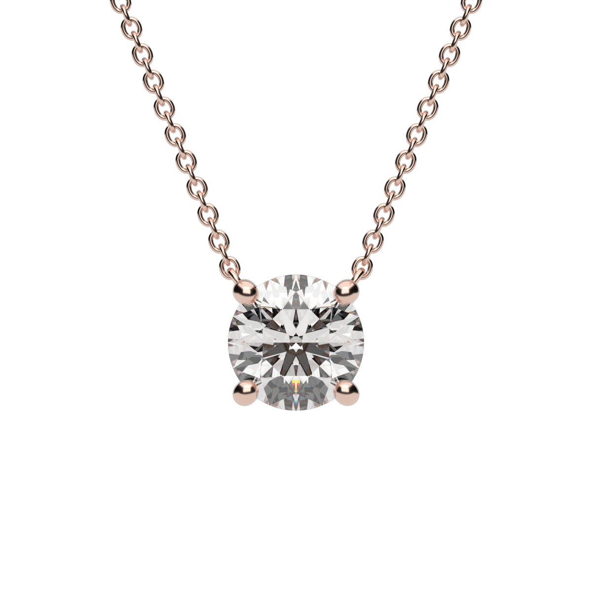 Four Prong Basket Solitaire Diamond Pendant — 14K Rose Gold / Lab Diamond (image)