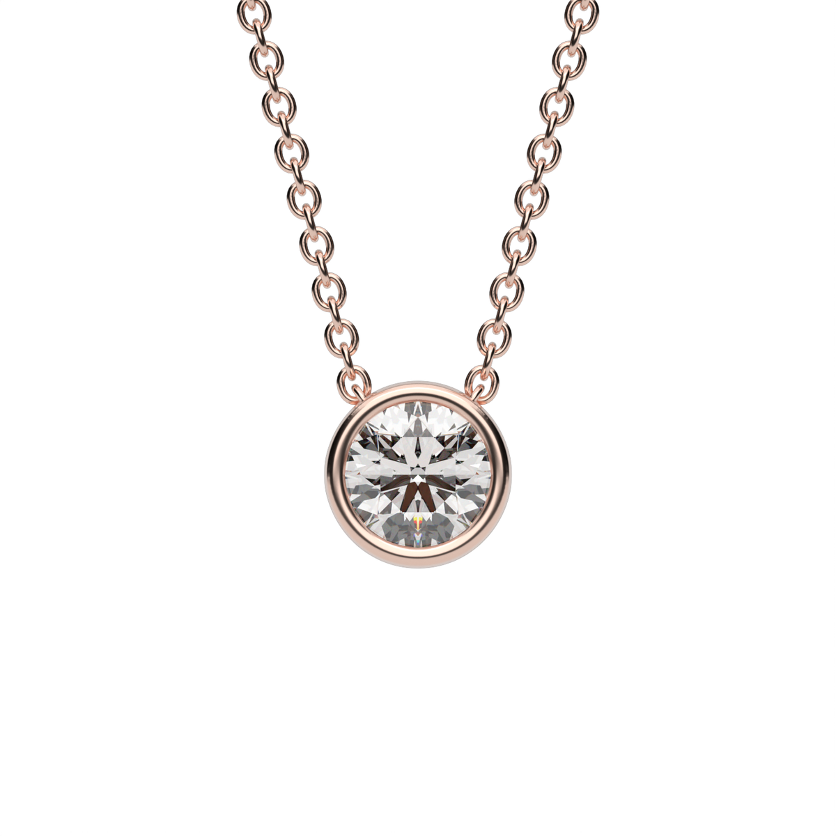 Sleek Solitaire Bezel Pendant — 14K Rose Gold / Lab Diamond (image)