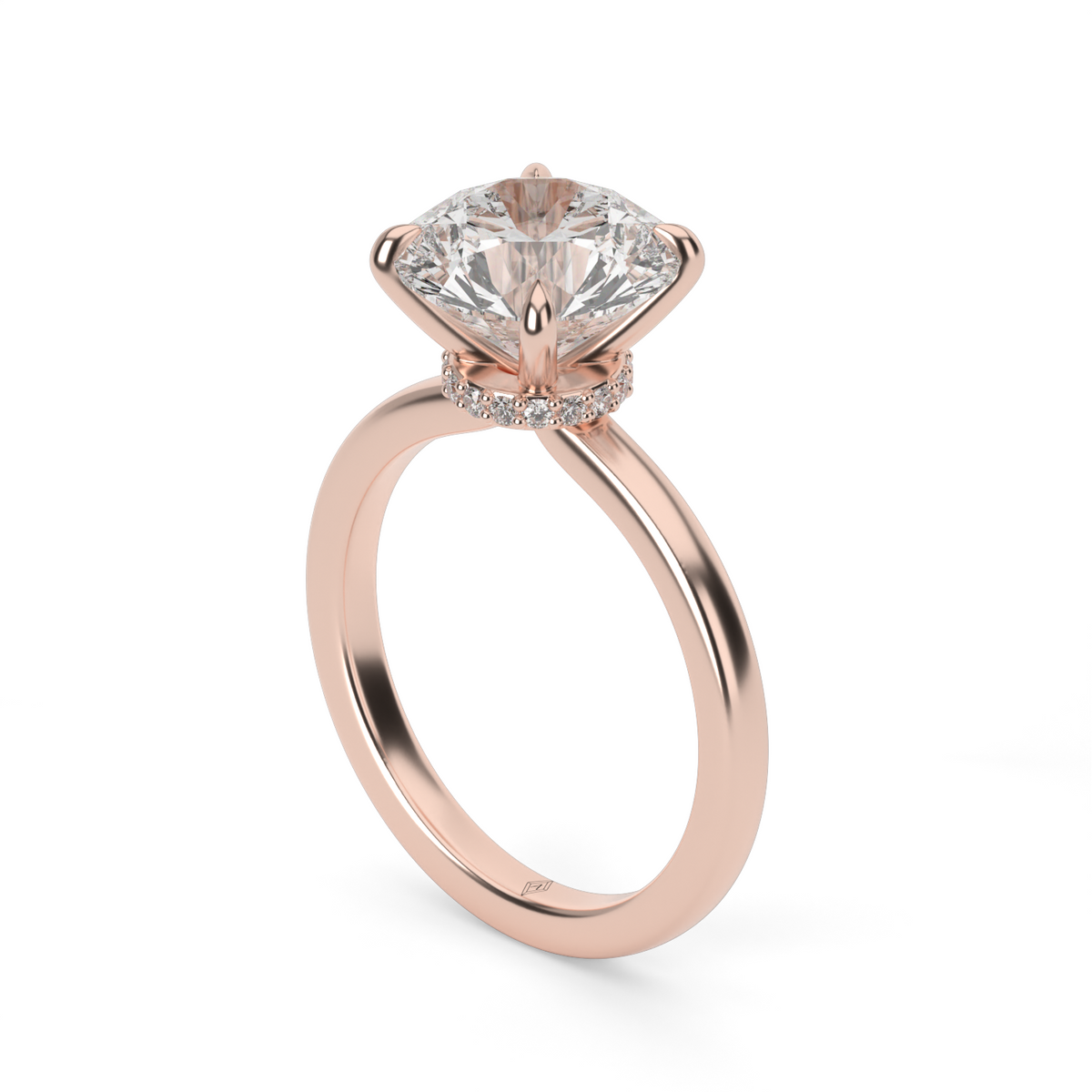 Hidden Halo Engagement Ring — 14K Rose Gold / Round / Lab Diamond (image)
