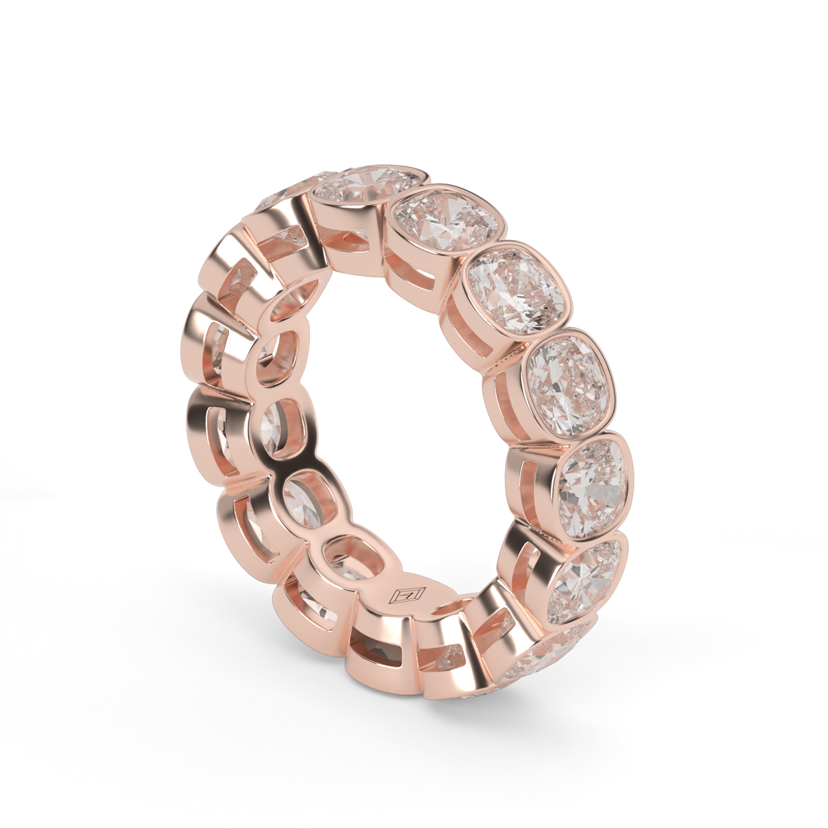 Cushion Cut Bezel Eternity Ring — 14K Rose Gold / 6 / Lab Diamond (image)