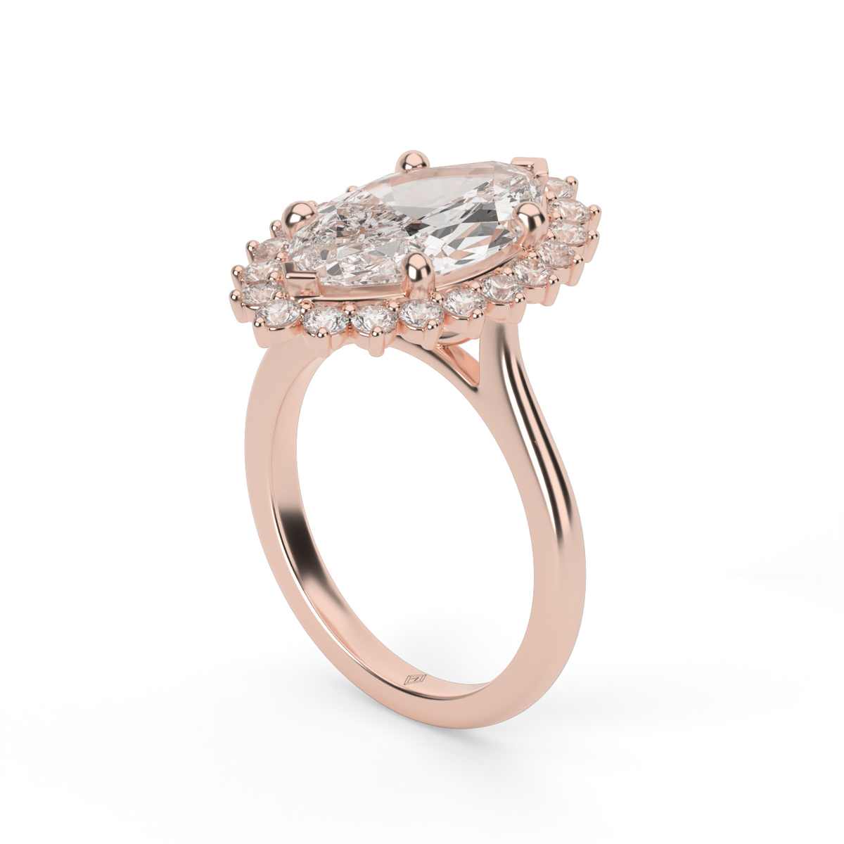 Flower Engagement Ring — 14K Rose Gold / Marquise / Lab Diamond (image)