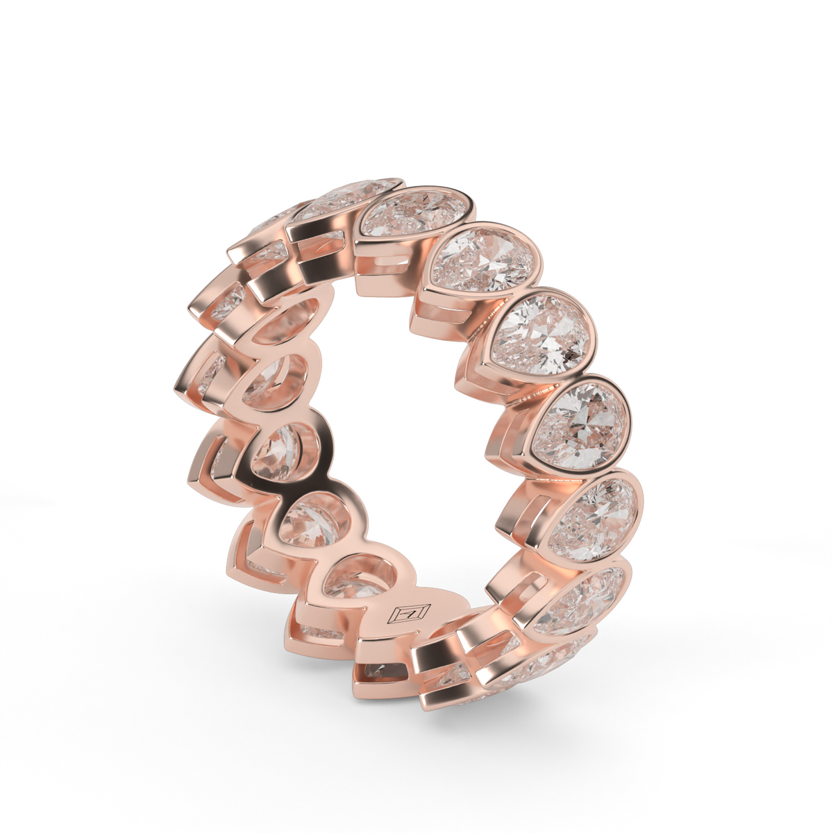 Pear Shape Bezel Eternity Ring — 14K Rose Gold / 4 / Lab Diamond (image)