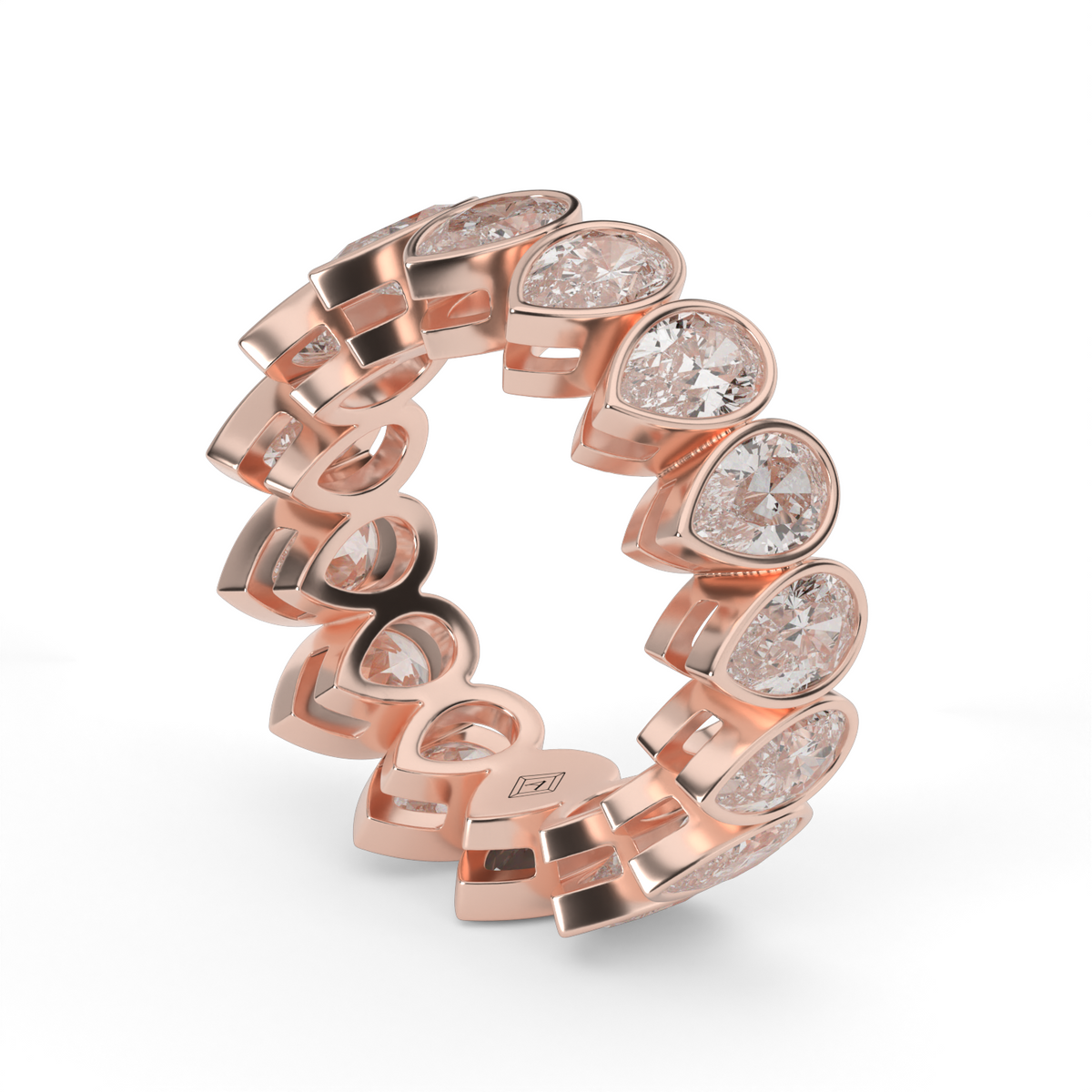 Pear Shape Bezel Eternity Ring — 14K Rose Gold / 6 / Lab Diamond (image)