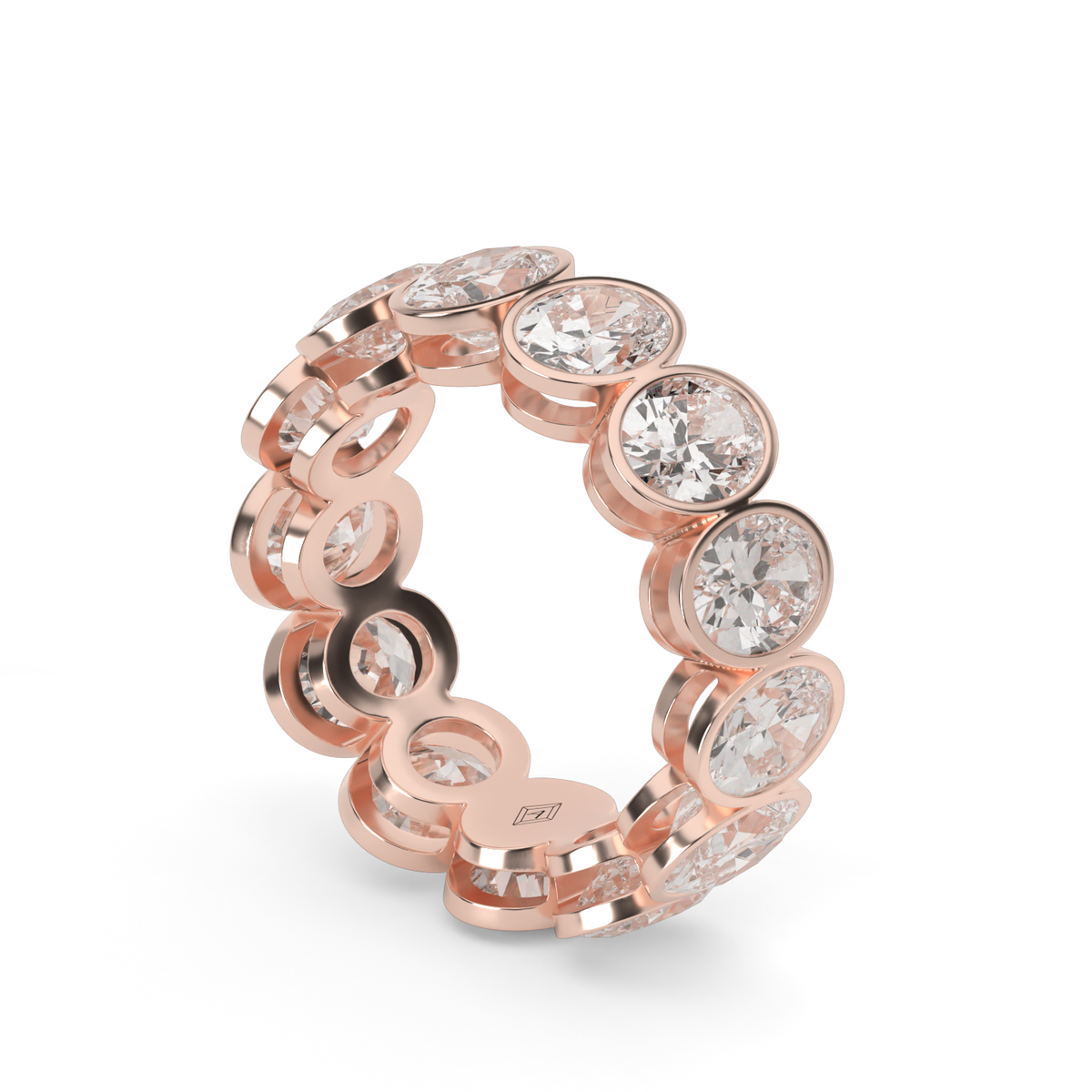 Oval Bezel Eternity Ring — 14K Rose Gold / 4 / Lab Diamond (image)