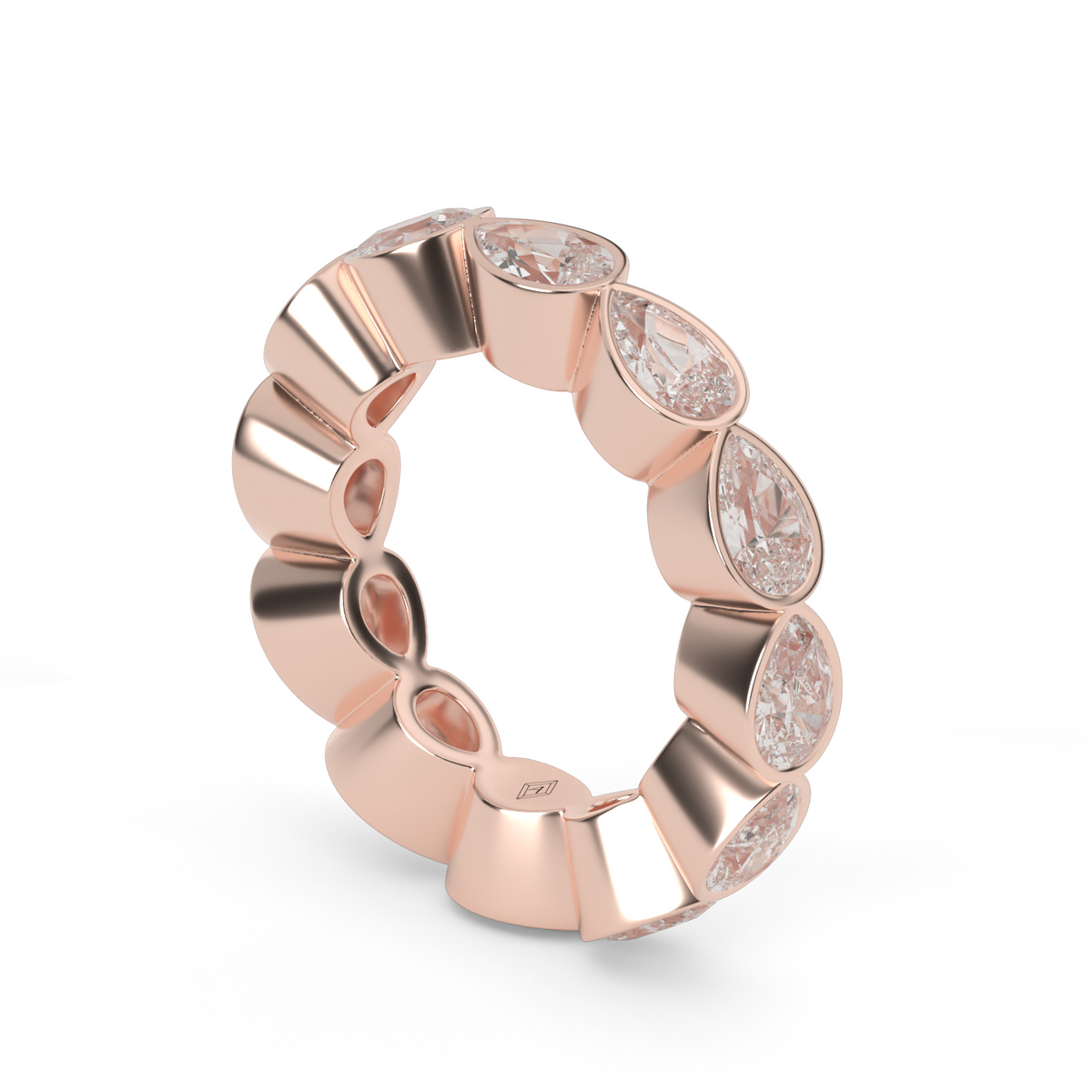 East-West Bezel Pear Eternity Ring — 14K Rose Gold / 4 / Lab Diamond (image)