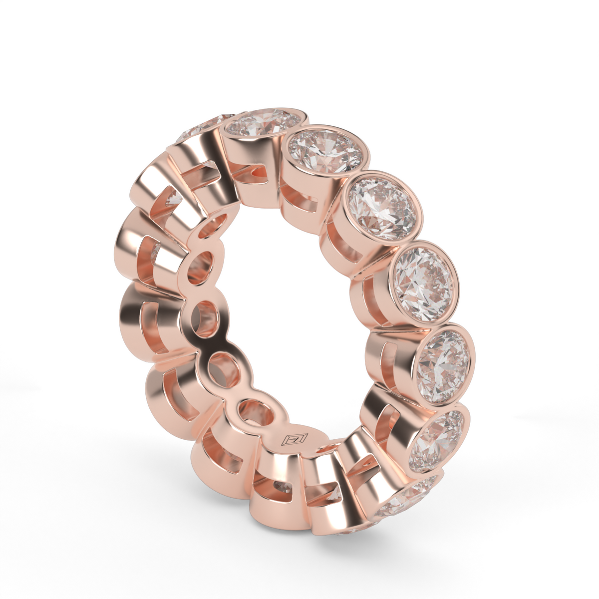 Round Bezel Eternity Ring — 14K Rose Gold / 6 / Lab Diamond (image)