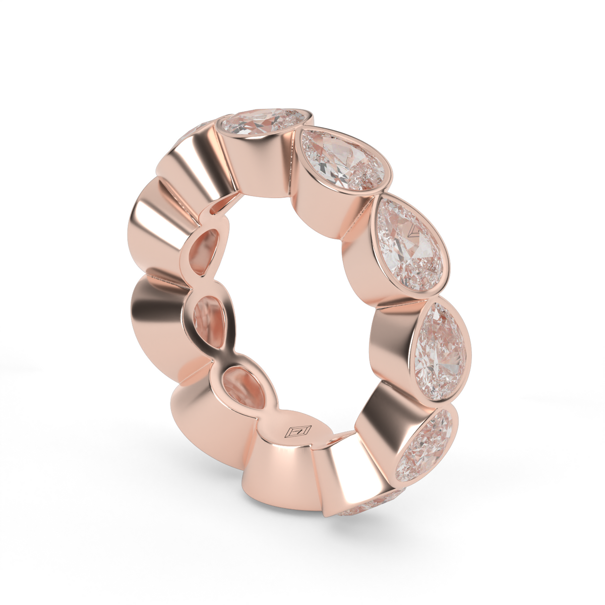 East-West Bezel Pear Eternity Ring — 14K Rose Gold / 5 / Lab Diamond (image)