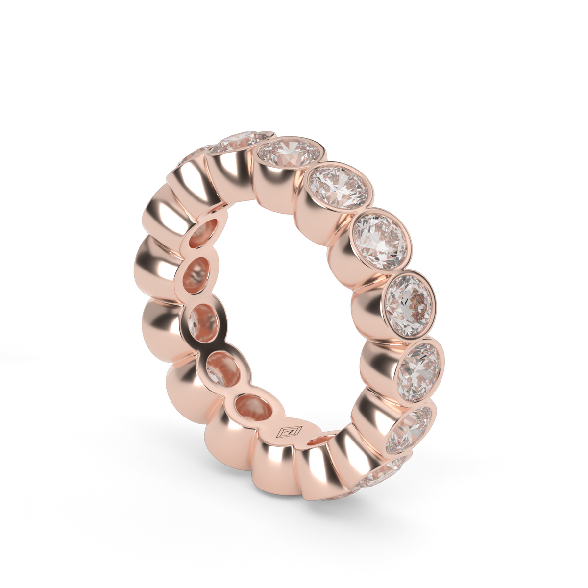 Round Bezel Diamond Eternity Ring — 14K Rose Gold / 4 / Lab Diamond (image)