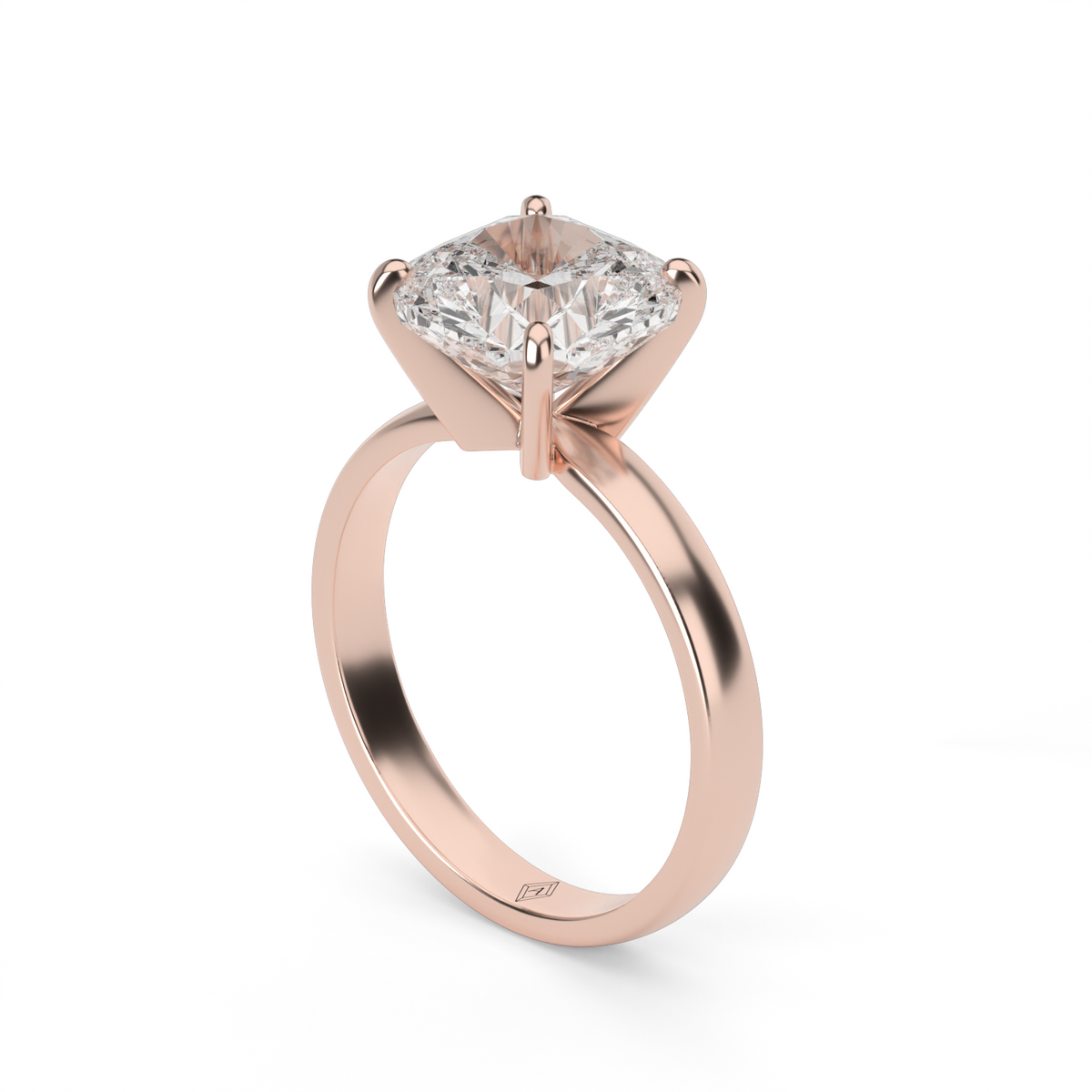 Comfort Fit Solitaire Engagement Ring (Six Prong) — 14K Rose Gold / Cushion (image)