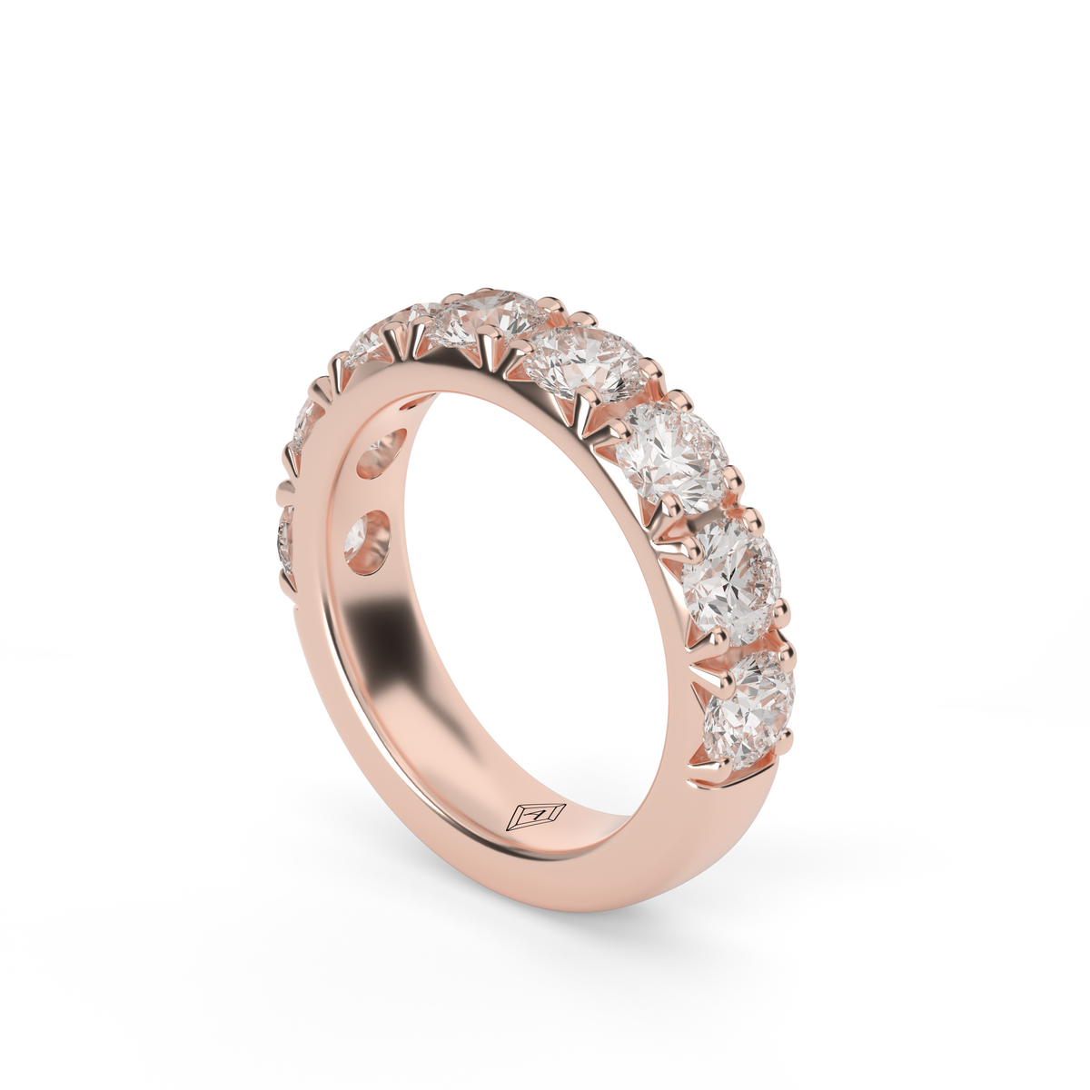 2 Carat French Pave Diamond Anniversary Ring — 14K Rose Gold / Lab Diamond (image)