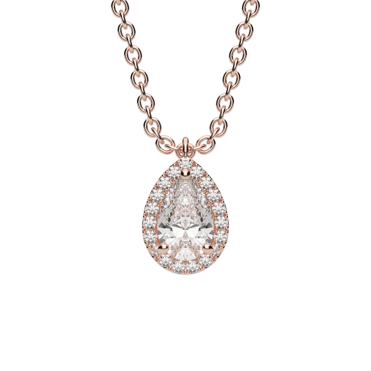 Eternity Pear Shaped Diamond Halo Pendant — 14K Rose Gold / Lab Diamond (image)