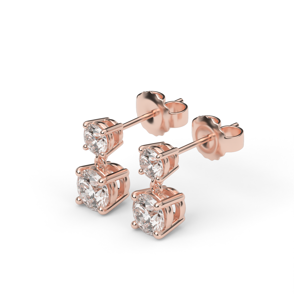 Two-Stone Earrings — 14K Rose Gold / Lab Diamond (image)
