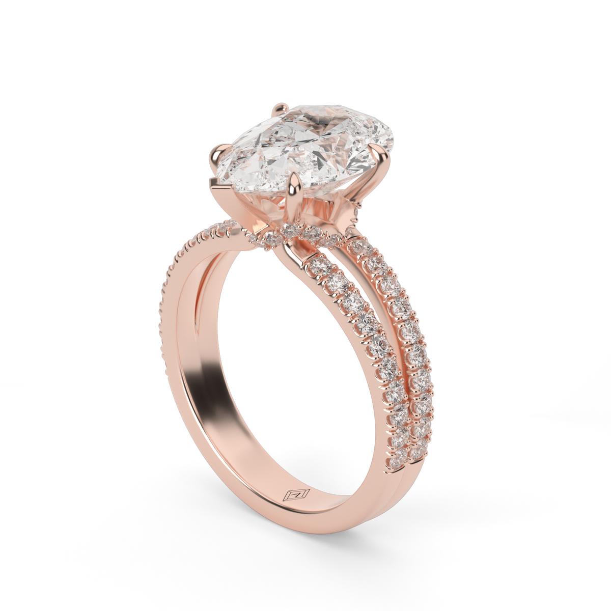 Split Shank   Pavé Engagement Ring — 14K Rose Gold / Pear / Lab Diamond (image)
