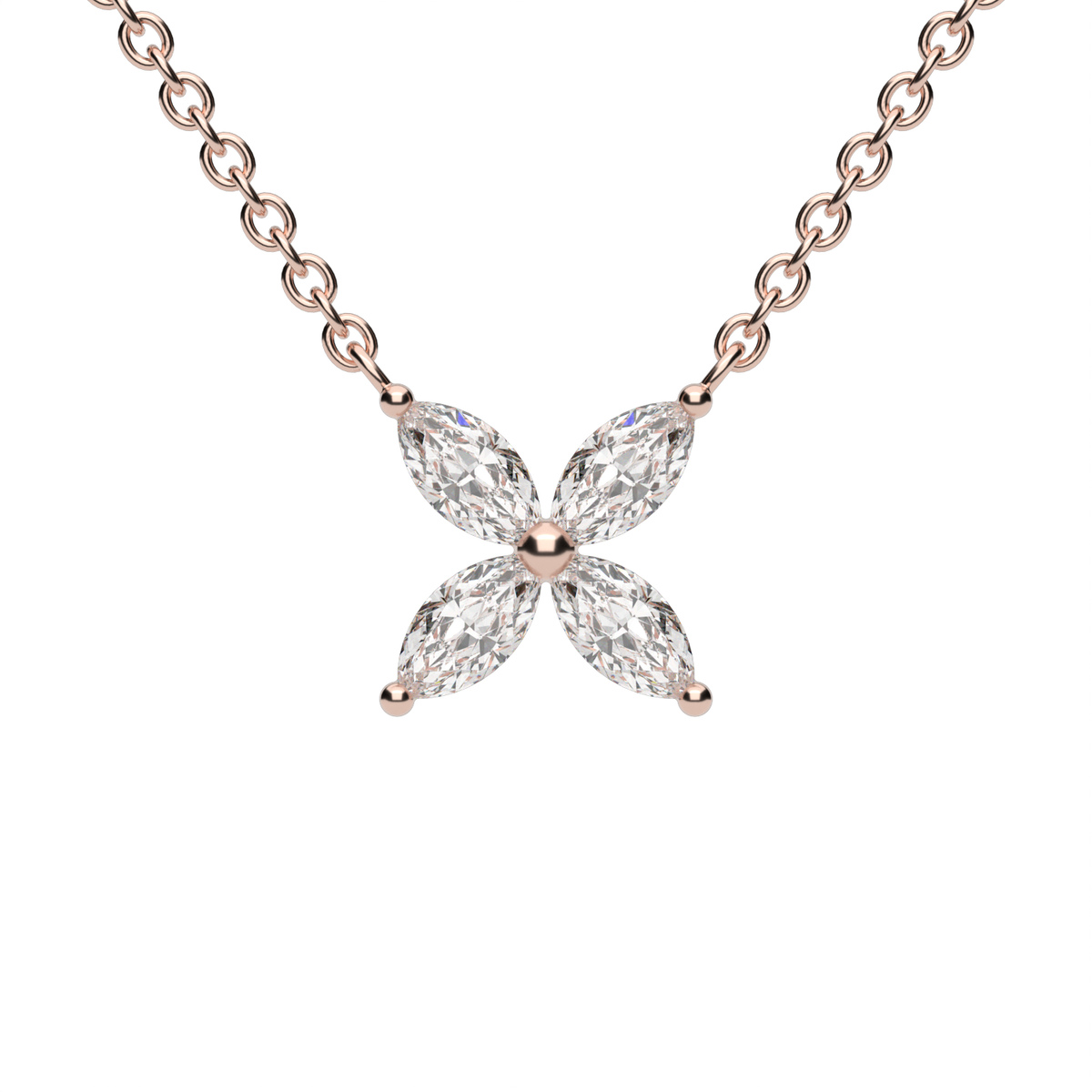 Marquise Cluster Pendant — 14K Rose Gold / Lab Diamond (image)