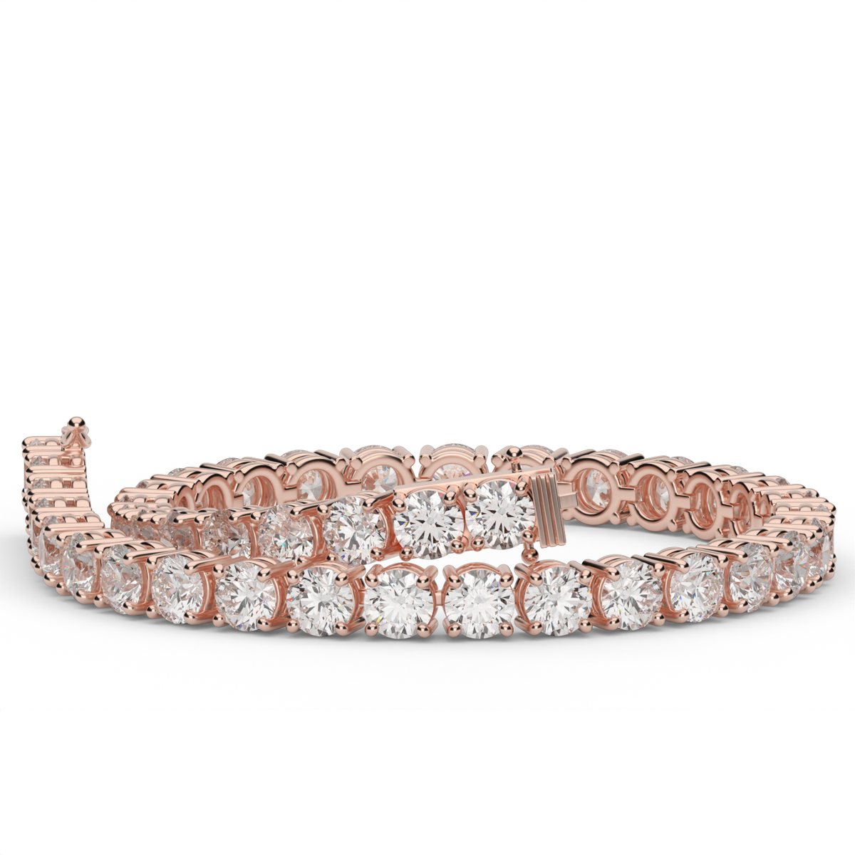 10 Carat Four Prong Diamond Tennis Bracelet — 14K Rose Gold / Lab Diamond (image)