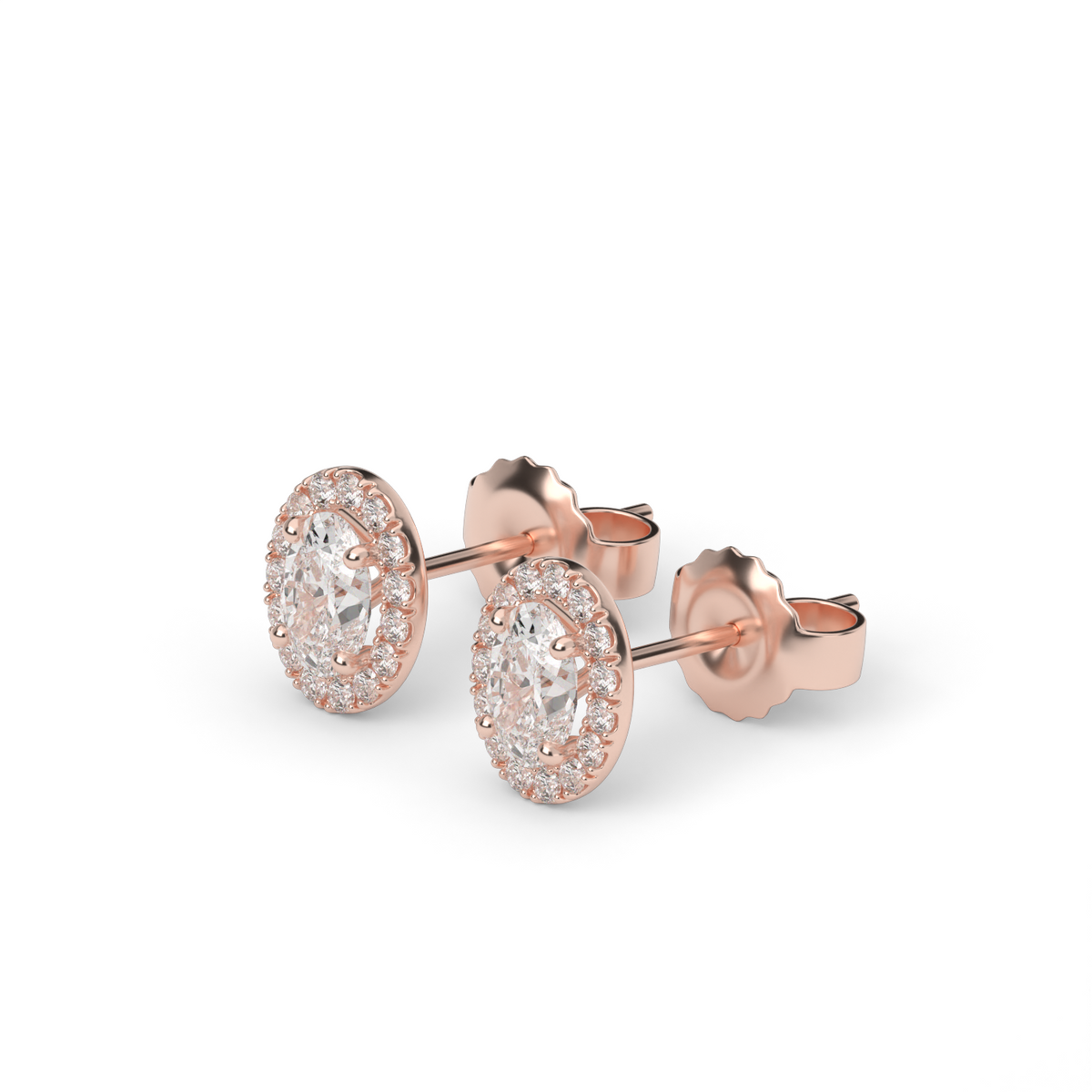 Classic Halo Diamond Studs — 14K Rose Gold / Lab Diamond (image)