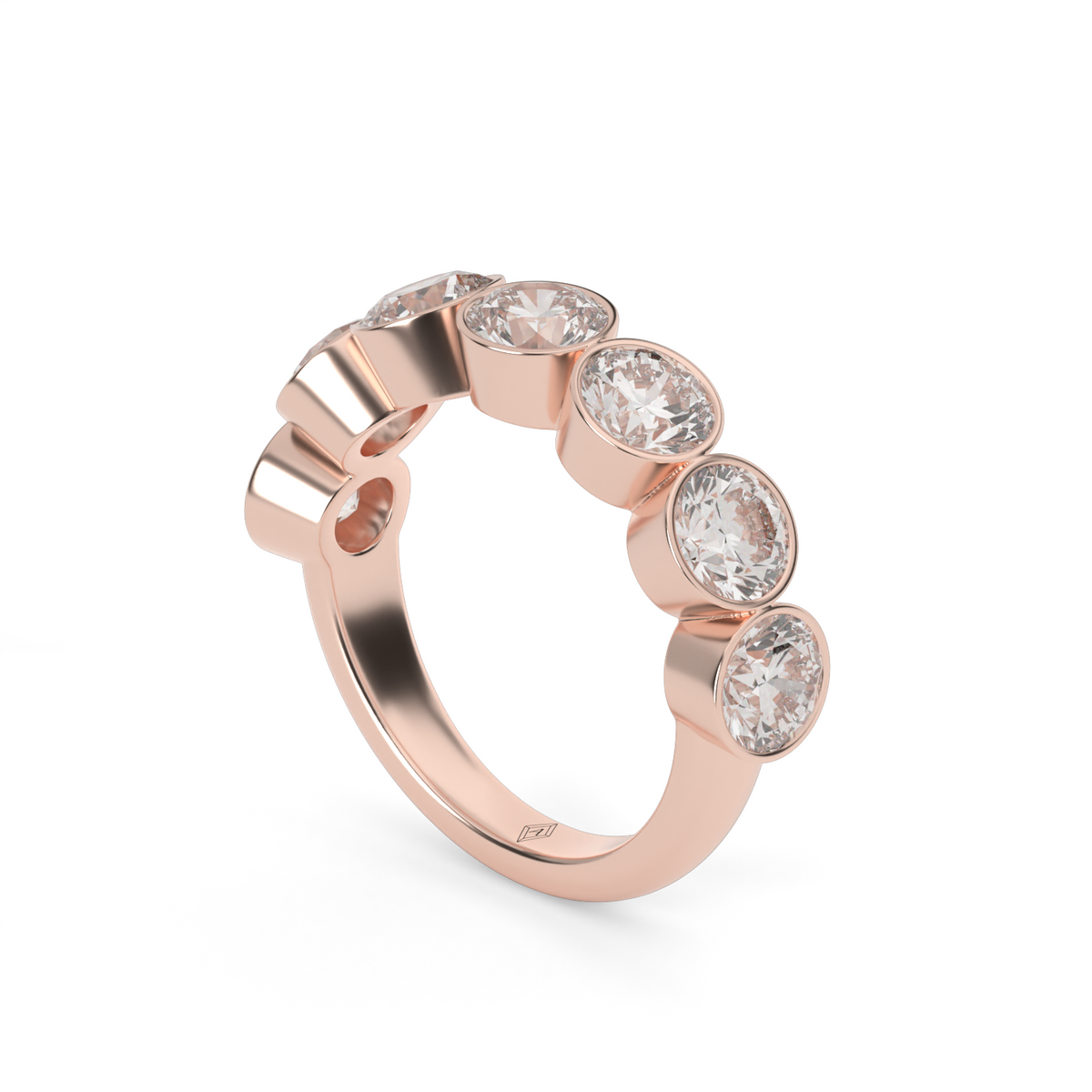 3.5 Carat Seven Stone Bezel Round  Anniversary Ring — 14K Rose Gold / Lab Diamond (image)