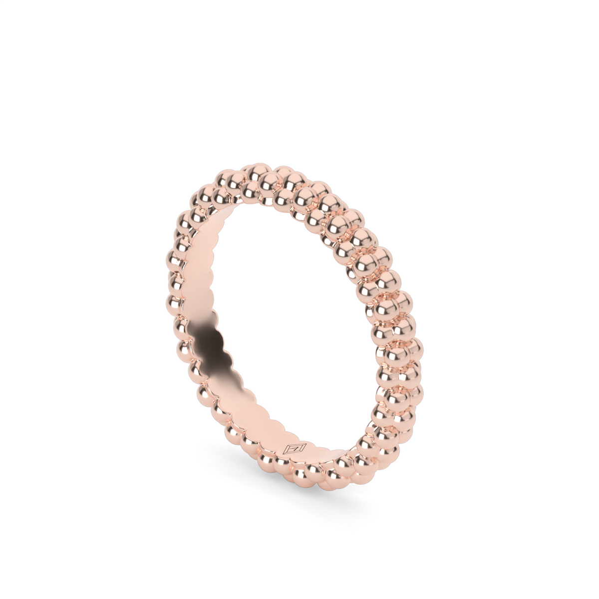 Modern Beaded Wedding Ring — 14K Rose Gold (image)