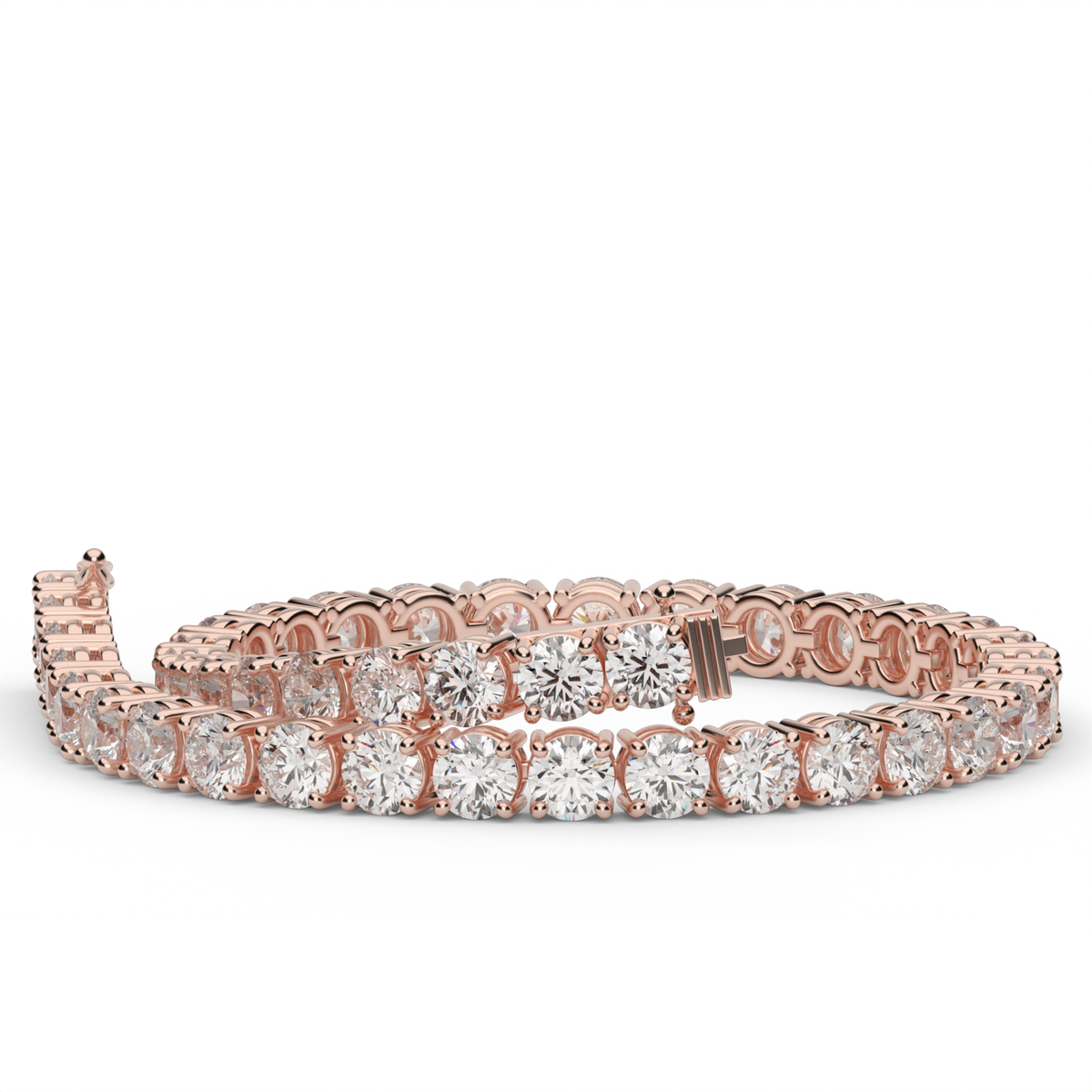 9 Carat Four Prong Diamond Tennis Bracelet — 14K Rose Gold / Lab Diamond (image)