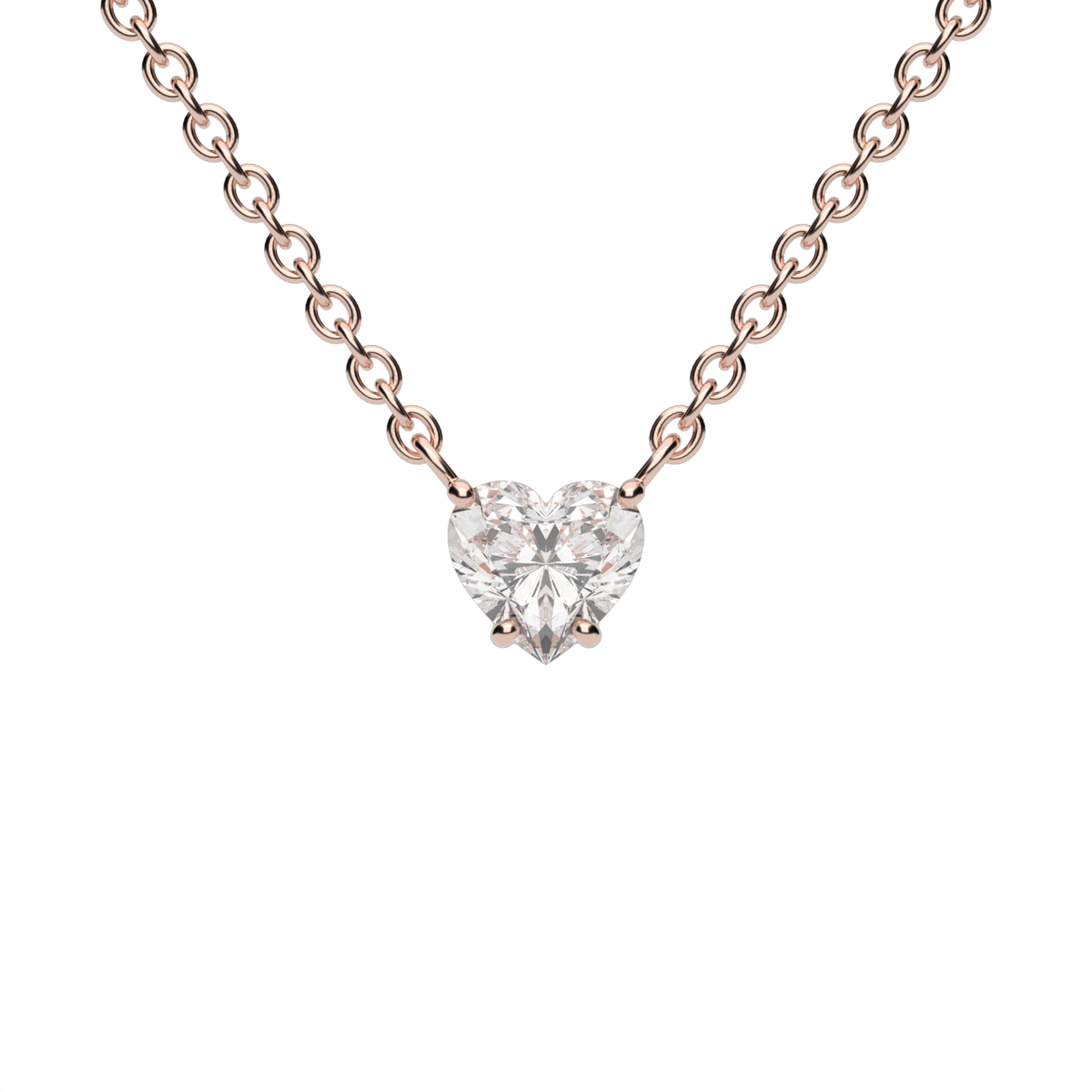 Classic Heart-Shaped Diamond Pendant — 14K Rose Gold / Lab Diamond (image)