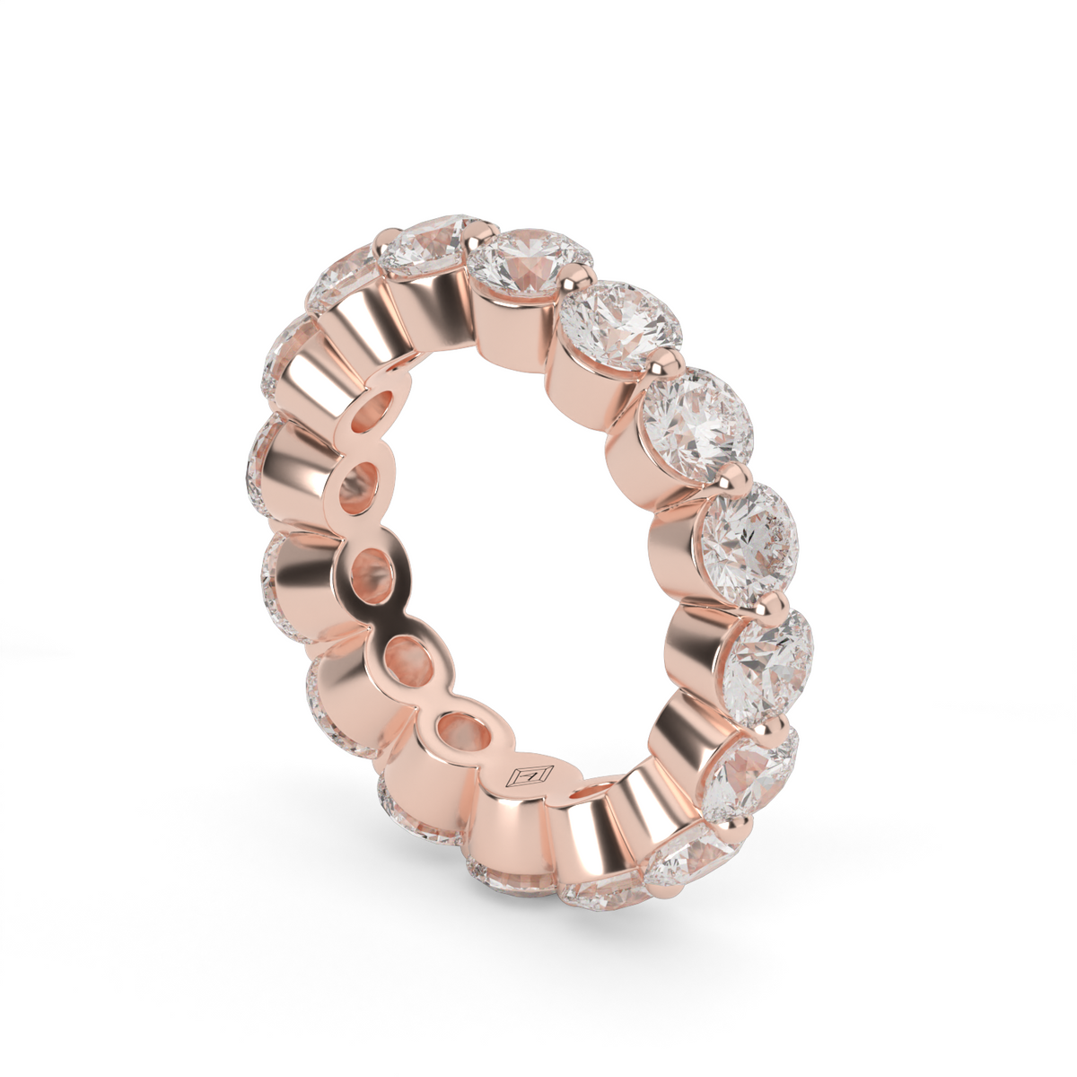 4 Carat Single Shared Prong Diamond Eternity Ring — 14K Rose Gold / Lab Diamond (image)