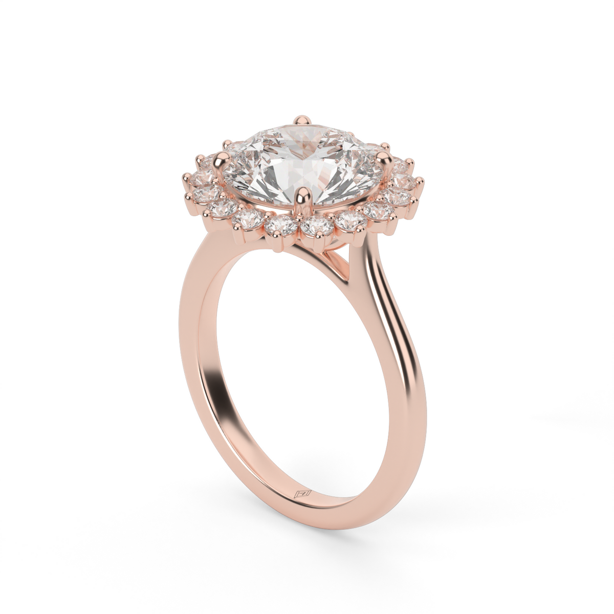 Flower Engagement Ring — 14K Rose Gold / Round / Lab Diamond (image)
