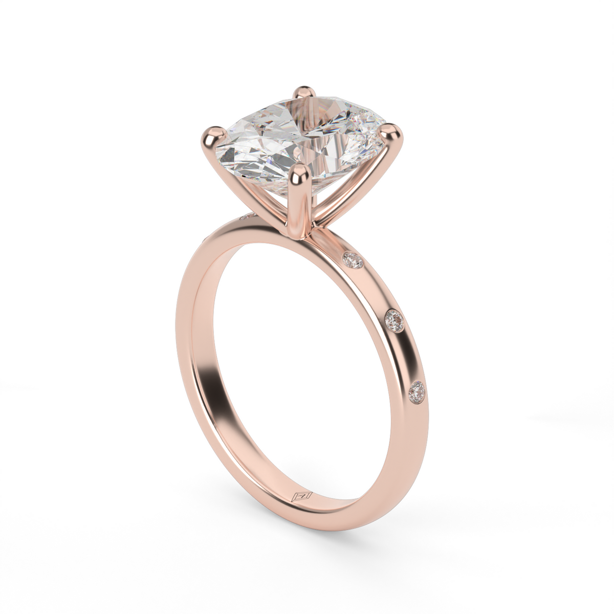 Modern Burnish-set Diamond Engagement Ring — 14K Rose Gold / Oval / Lab Diamond (image)