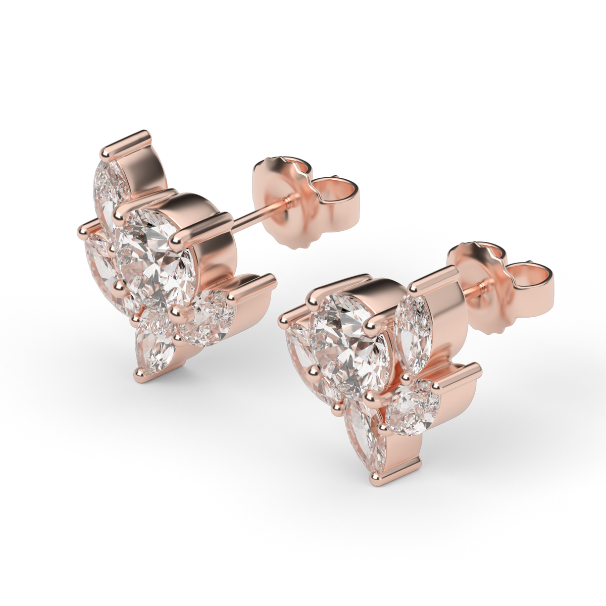 Bloom Marquise Diamond Stud  Earrings — 14K Rose Gold / Lab Diamond (image)