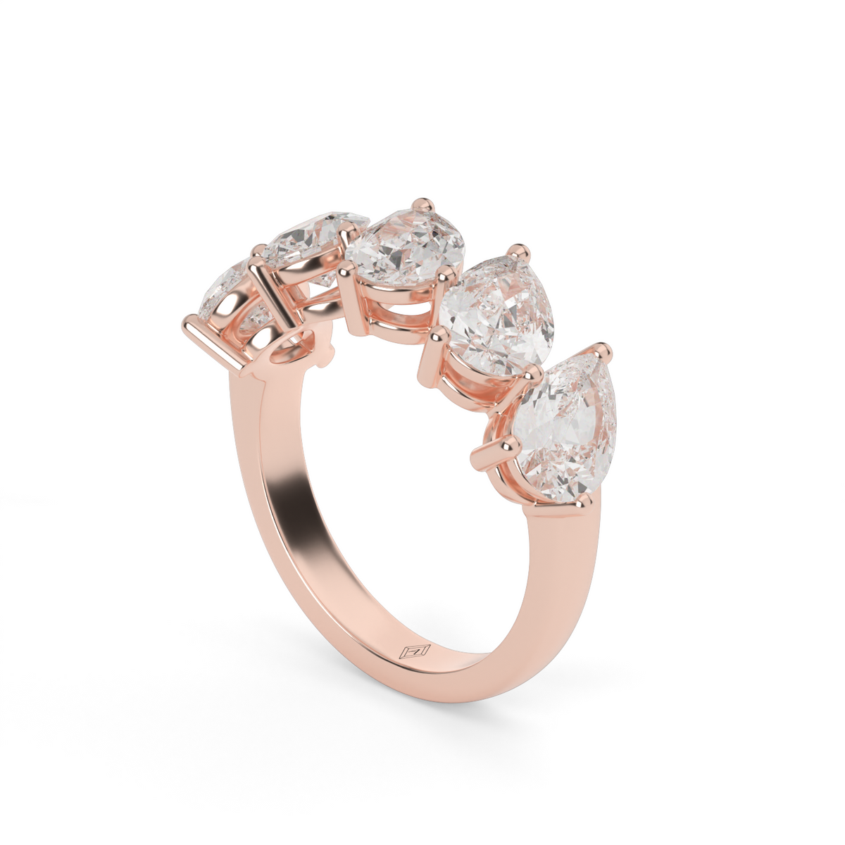 2.5 Carat Five-Stone Pear Diamond Anniversary Ring — 14K Rose Gold / Lab Diamond (image)
