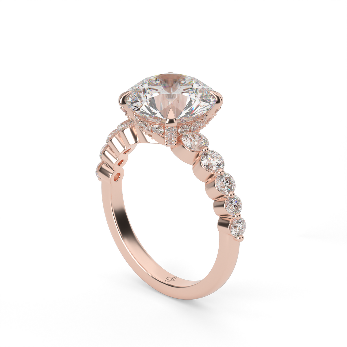 Emily Hidden Halo Engagement Ring — 14K Rose Gold / Round / Lab Diamond (image)