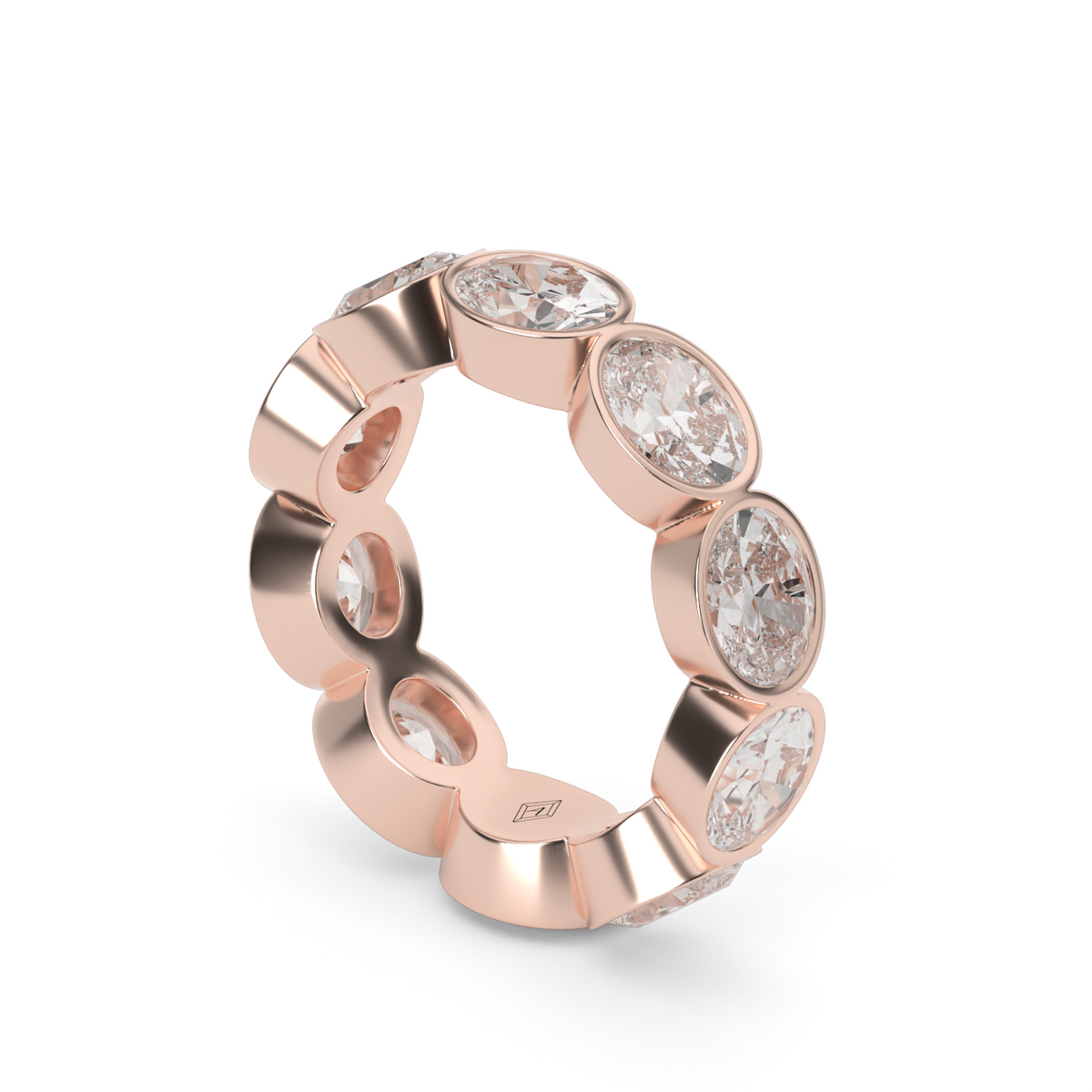 East-West Bezel Oval Cut Eternity Ring — 14K Rose Gold / 5 / Lab Diamond (image)