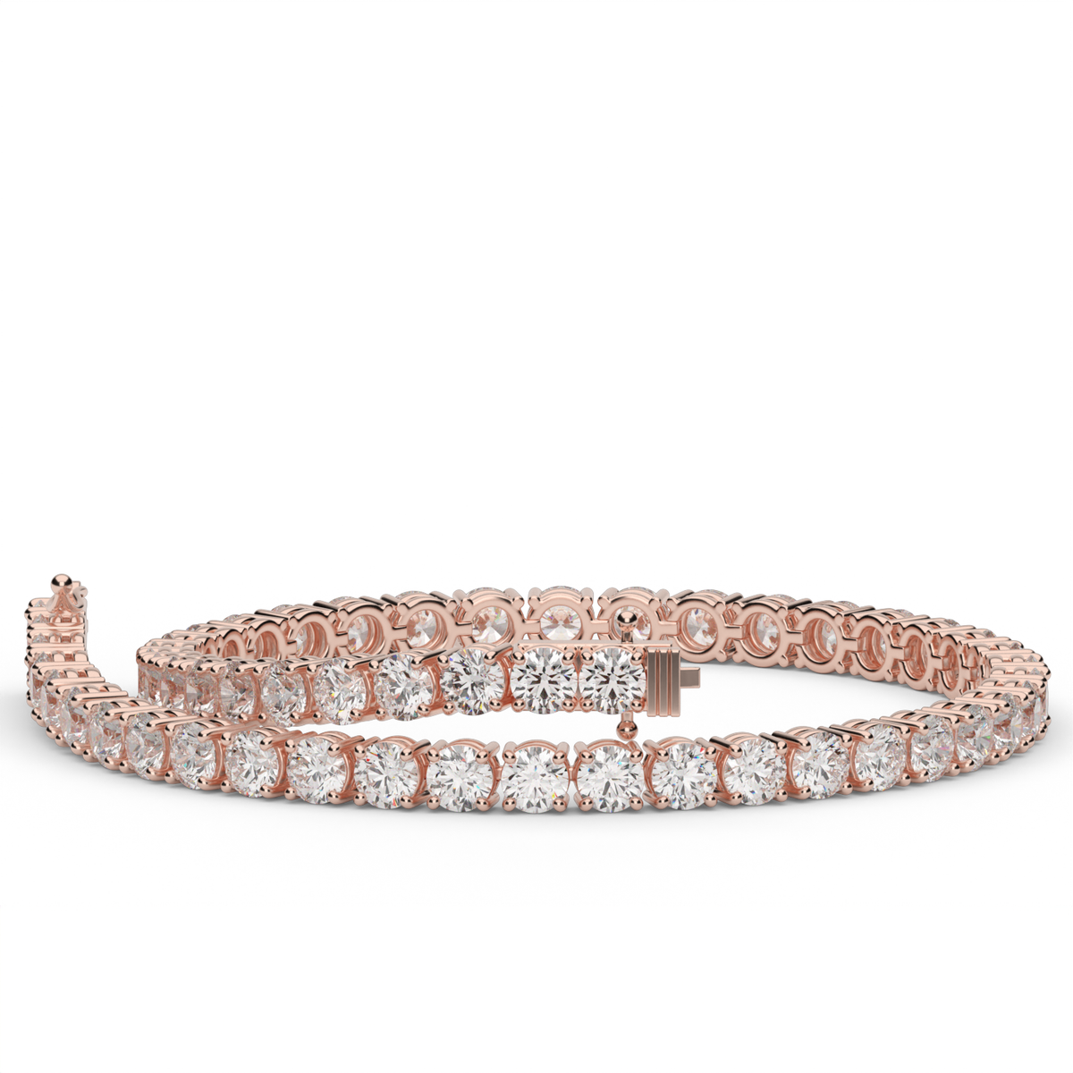 6 Carat Four Prong Diamond Tennis Bracelet — 14K Rose Gold / Lab Diamond (image)