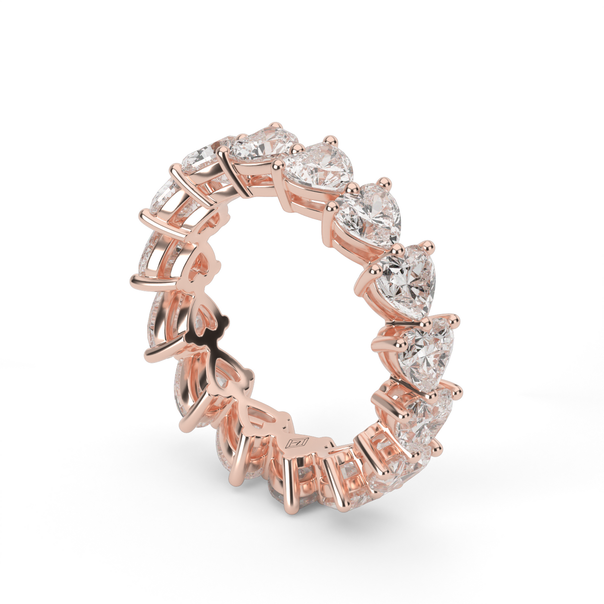 4.5 Carat Heart Shaped Diamond Eternity Ring — 14K Rose Gold / Lab Diamond (image)