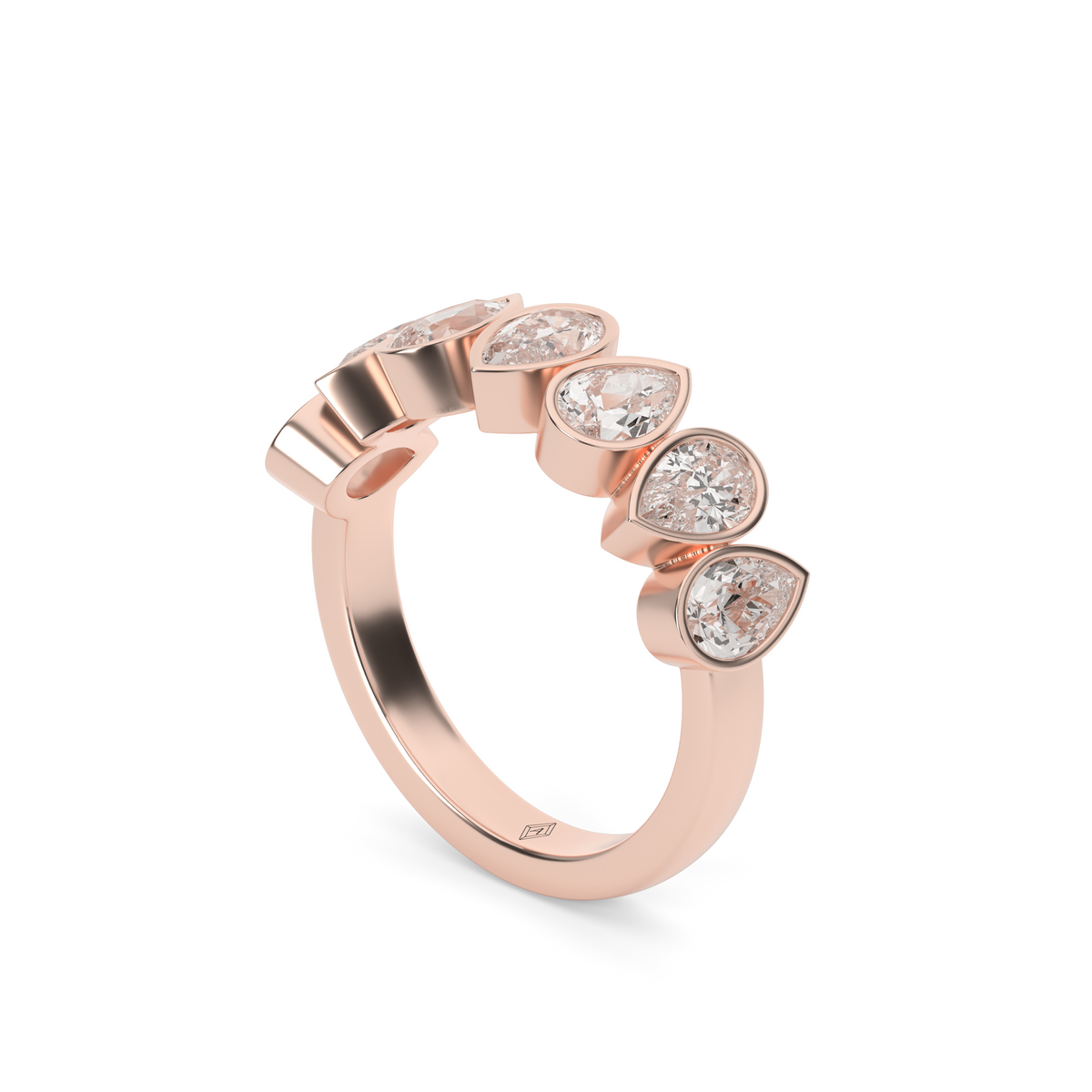 2 Carat Alternating Pear Shape Diamond Anniversary Ring — 14K Rose Gold / Lab Diamond (image)