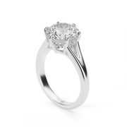 White Gold Round Shape Diamond Hidden Halo Engagement Ring With Prong Setting 