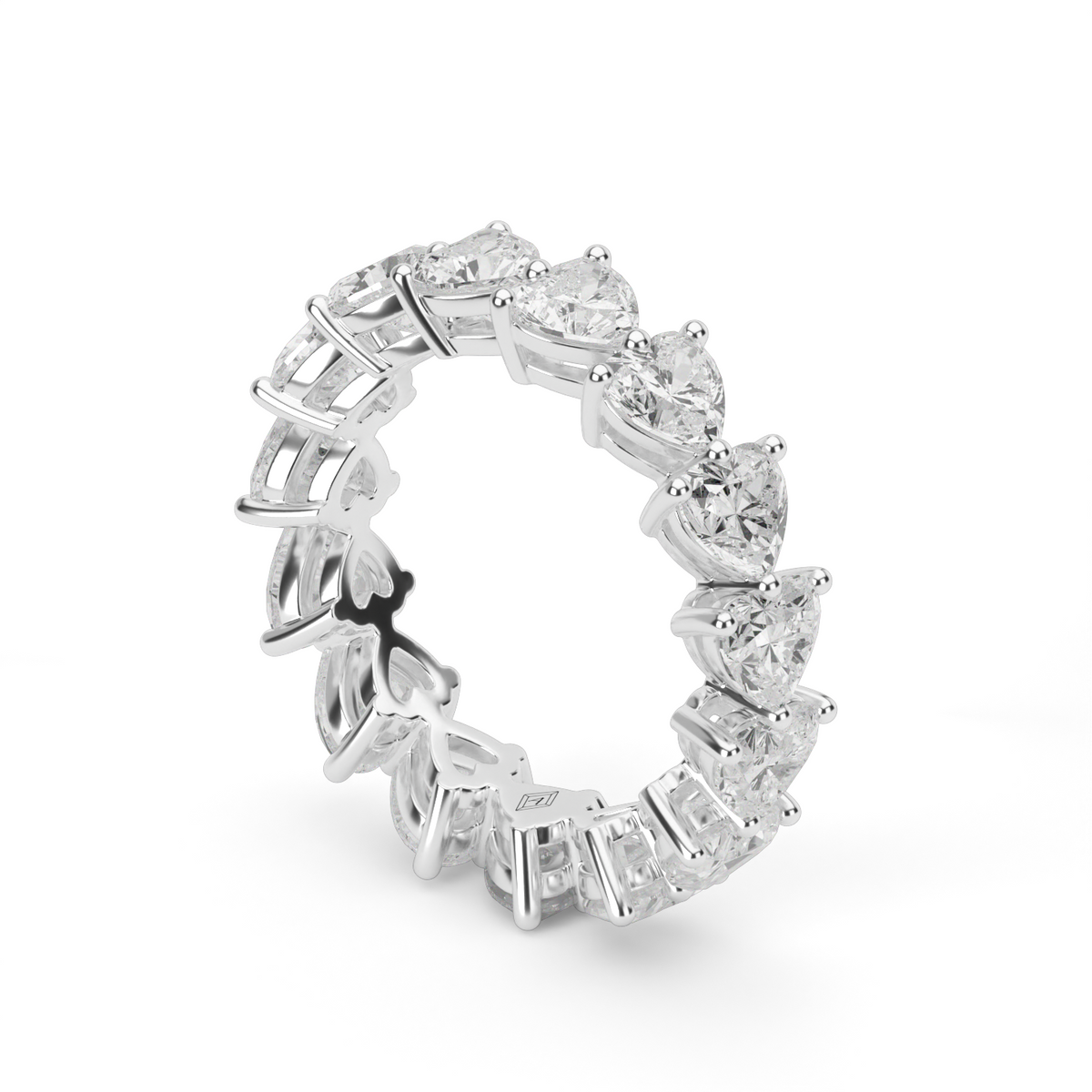 4.5 Carat Heart Shaped Diamond Eternity Ring — 14K White Gold / Lab Diamond (image)