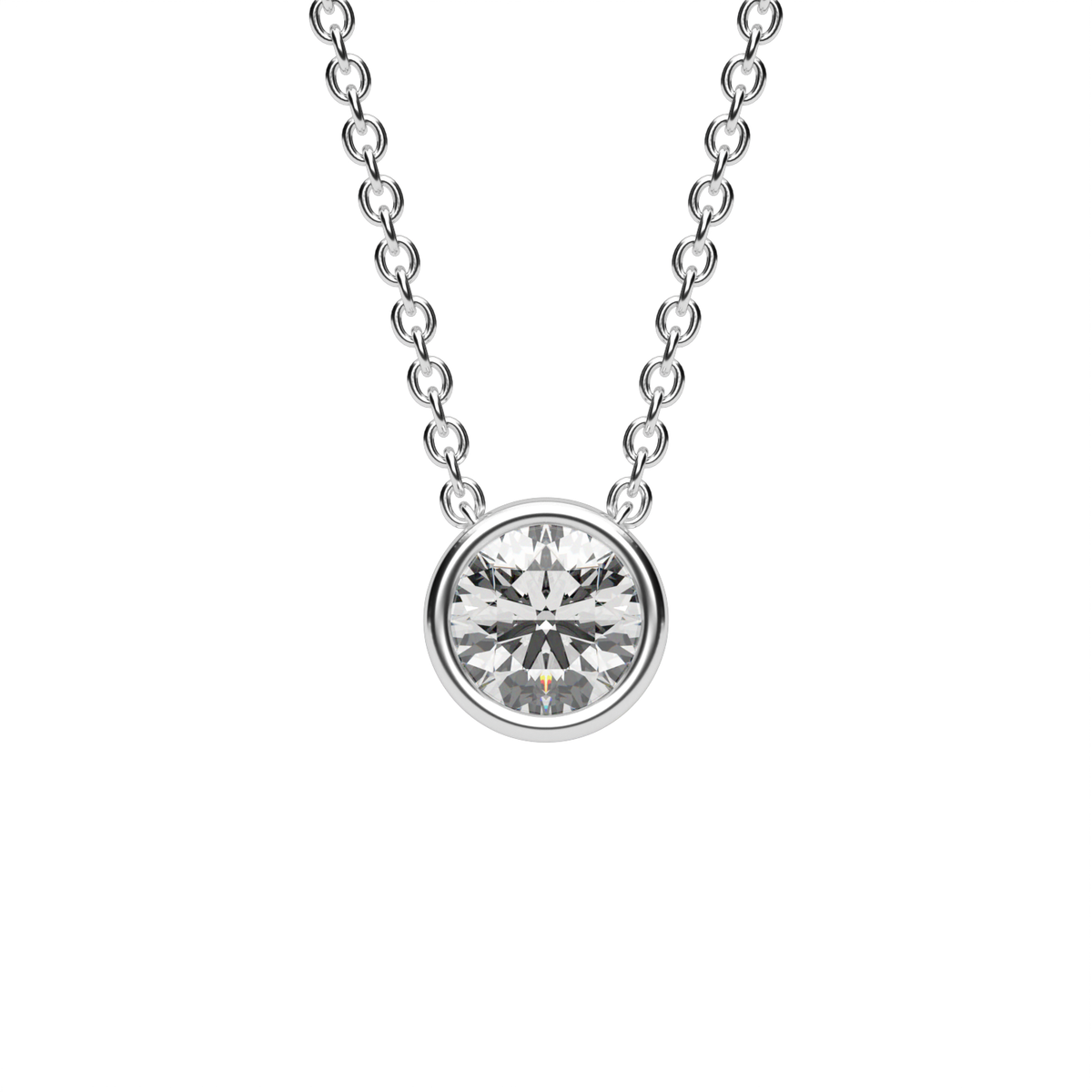 Sleek Solitaire Bezel Pendant — 14K White Gold / Lab Diamond (image)