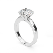 White Gold Round Diamond Solitaire Engagement Ring With Prong Setting