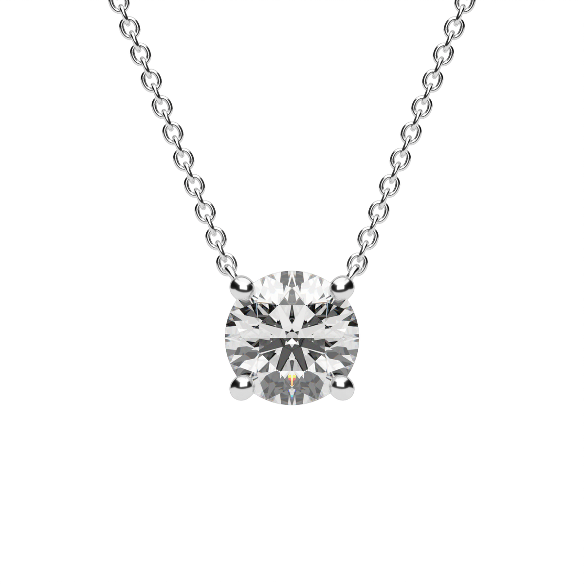 Four Prong Basket Solitaire Diamond Pendant — 14K White Gold / Lab Diamond (image)