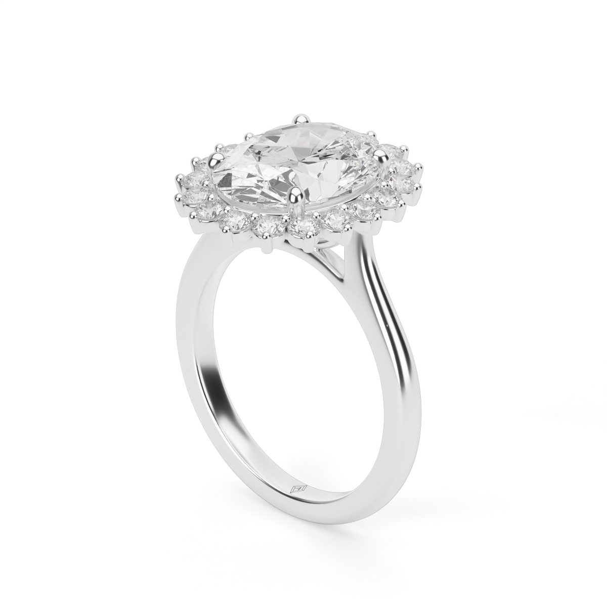 Flower Engagement Ring — 14K White Gold / Oval / Lab Diamond (image)