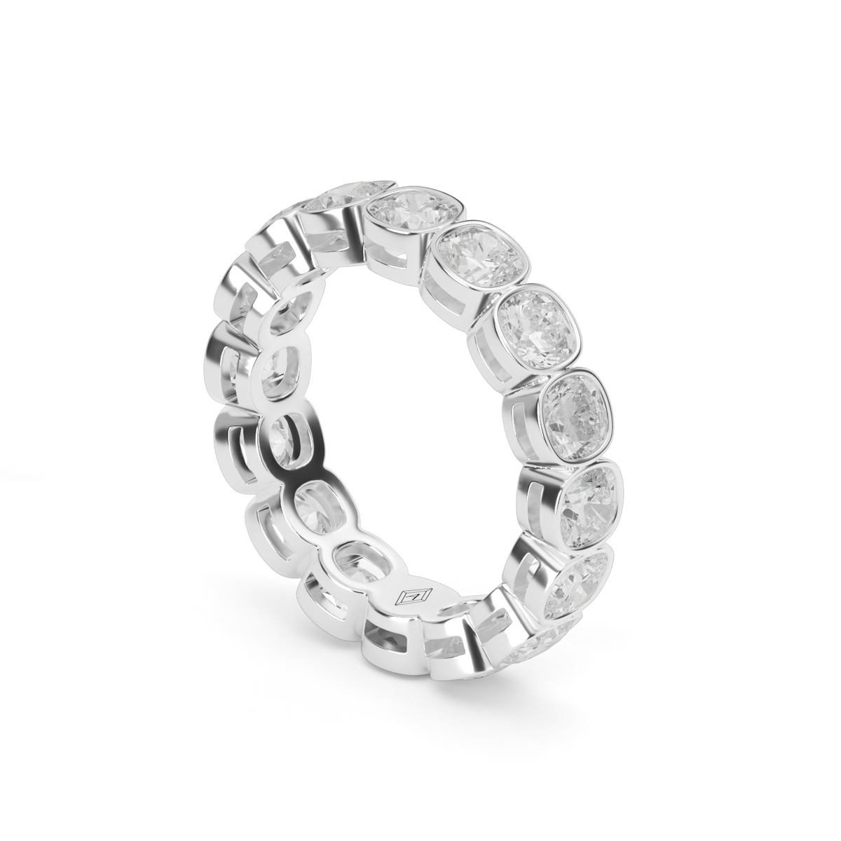 Cushion Cut Bezel Eternity Ring — 14K White Gold / 4 / Lab Diamond (image)