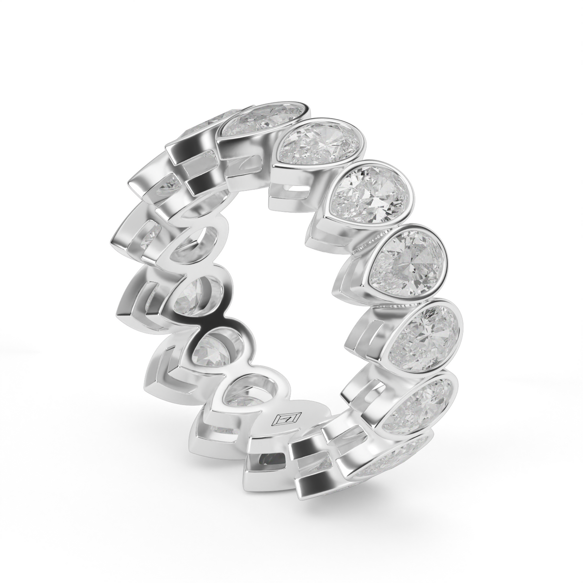 Pear Shape Bezel Eternity Ring — 14K White Gold / 6 / Lab Diamond (image)