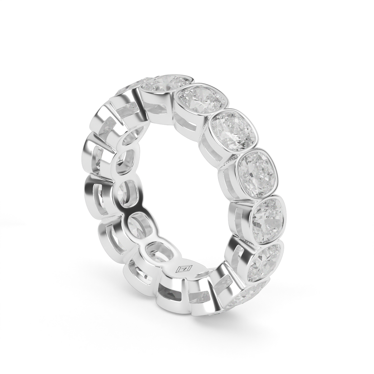 Cushion Cut Bezel Eternity Ring — 14K White Gold / 6 / Lab Diamond (image)