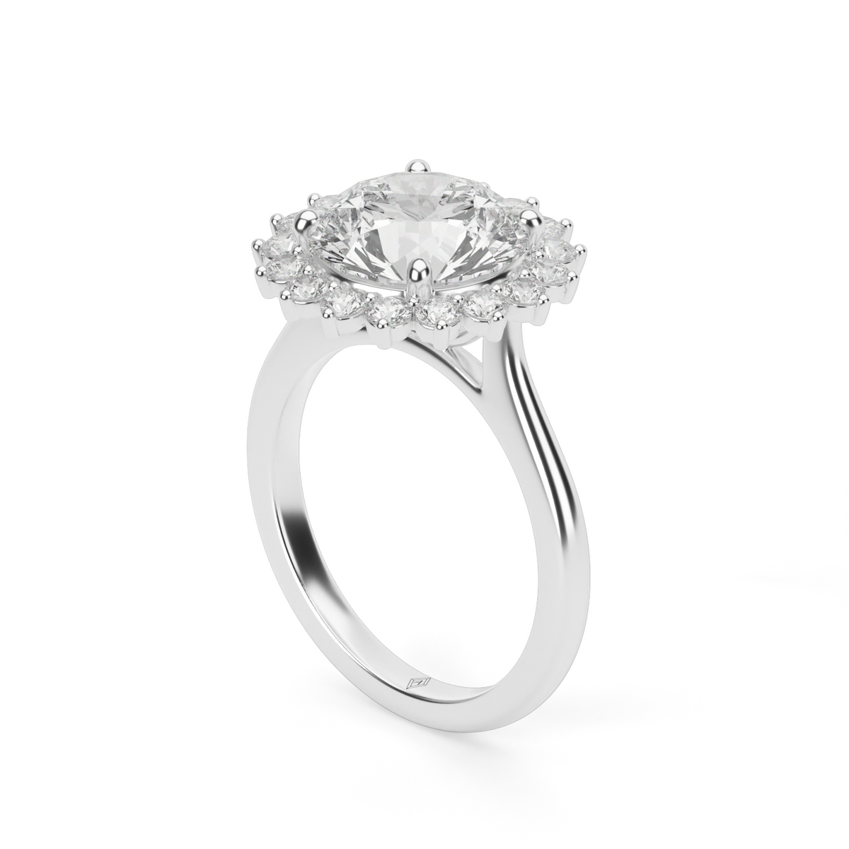 Flower Engagement Ring — 14K White Gold / Cushion / Lab Diamond (image)