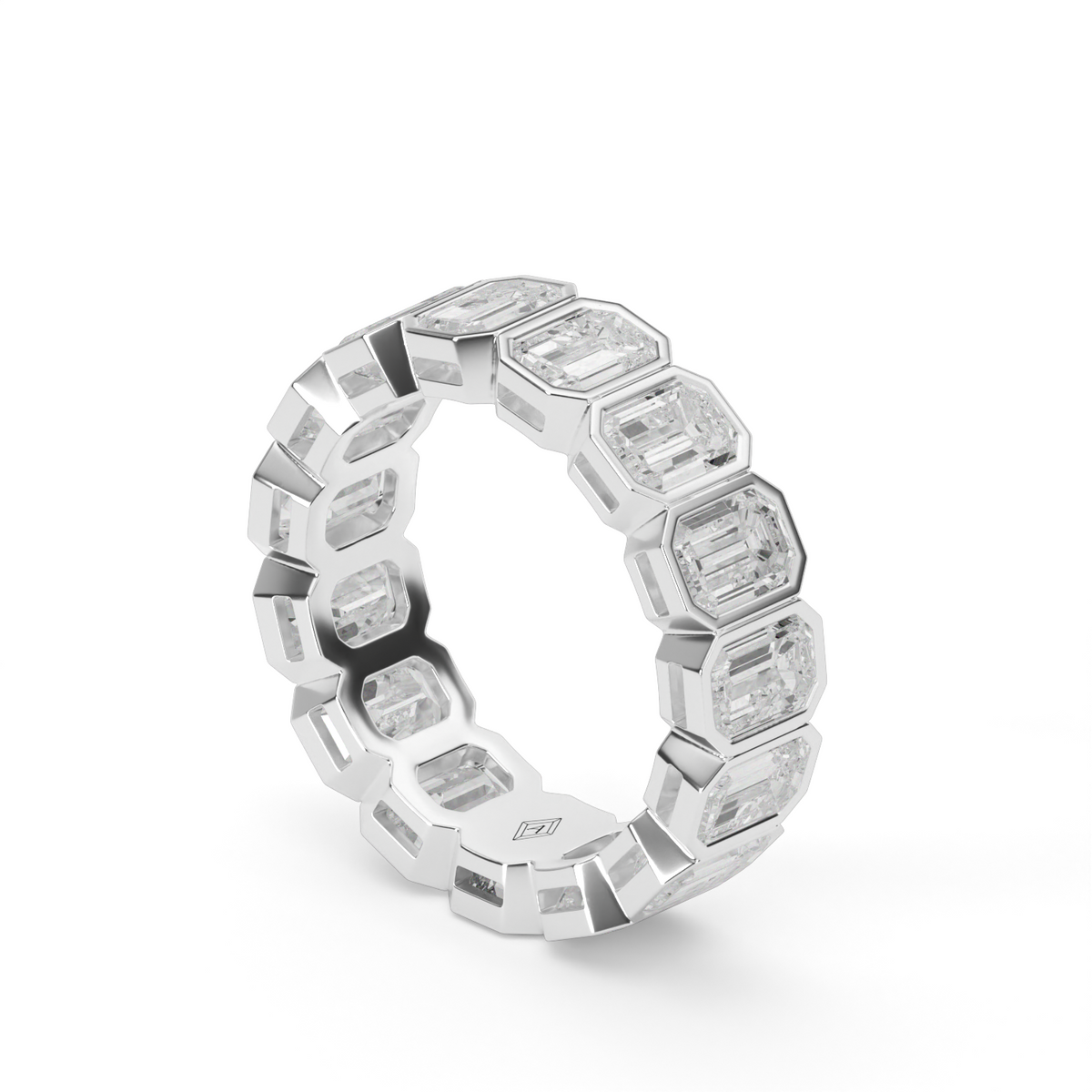 7 Carat Emerald Bezel Eternity Ring — 14K White Gold / Lab Diamond (image)