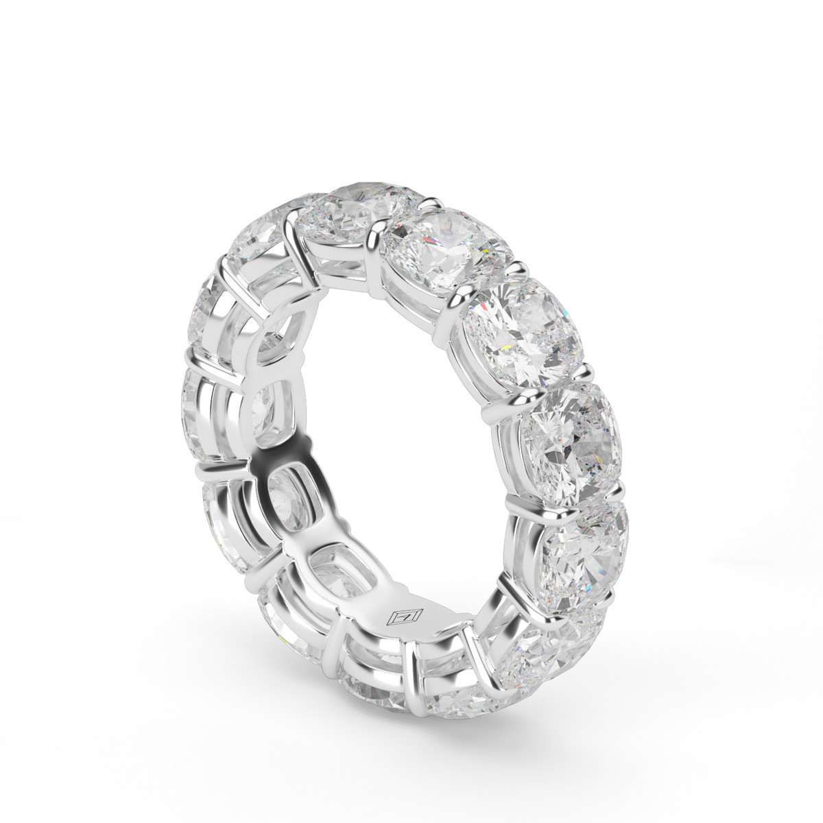Cushion Cut Diamond Eternity Ring — 14K White Gold / 6 / Lab Diamond (image)
